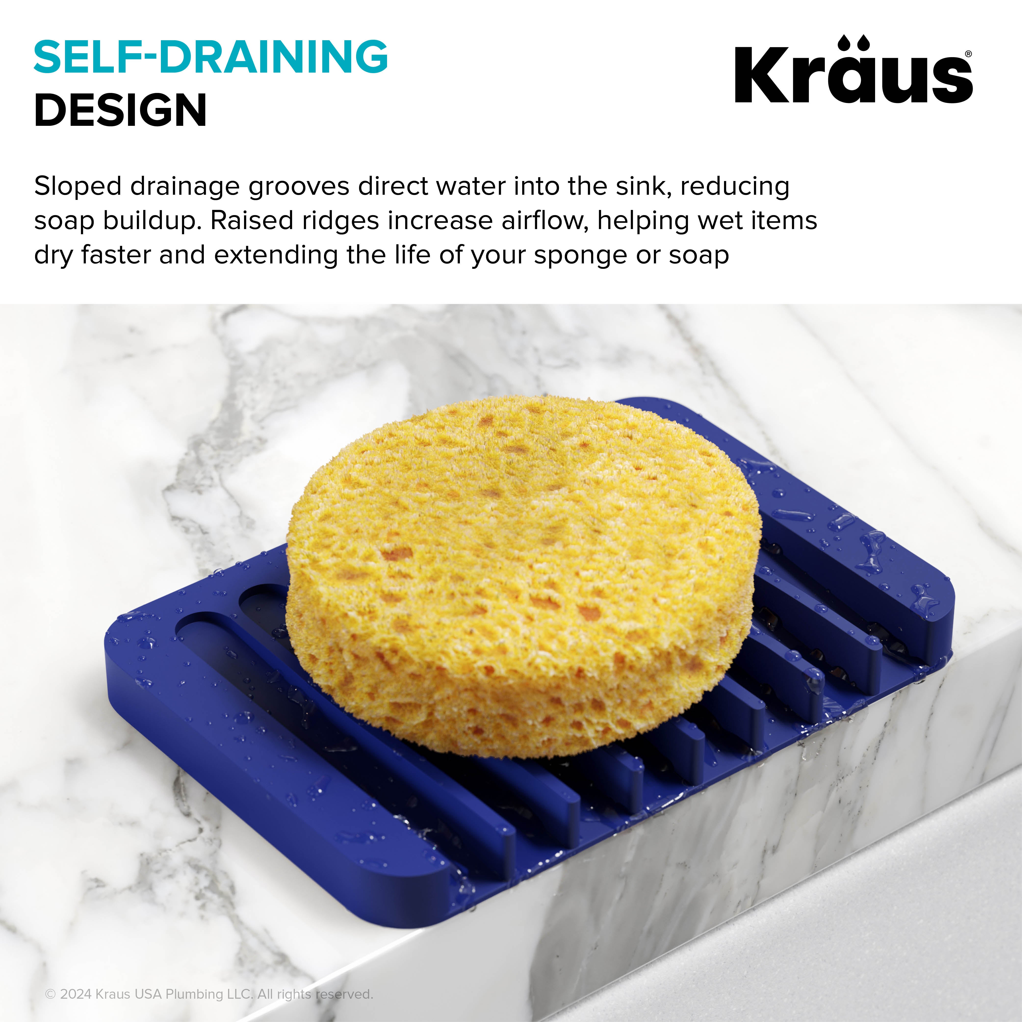 Kraus Self-Draining Silicone Soap Dish/Sponge Holder for Bathroom or Kitchen Counter in Black, KDM-05BL