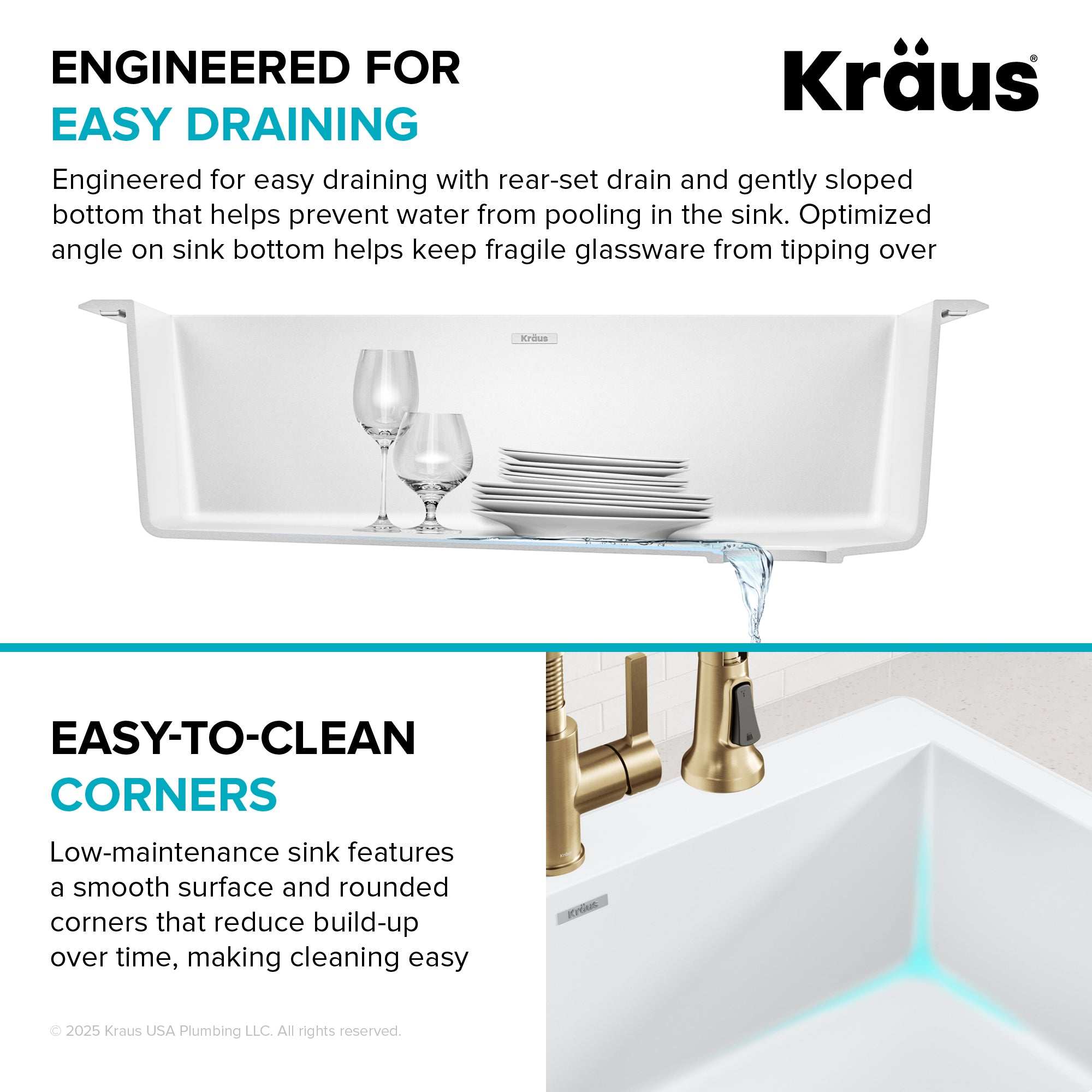 KRAUS Forteza 33” Granite Dual Mount White Kitchen Sink