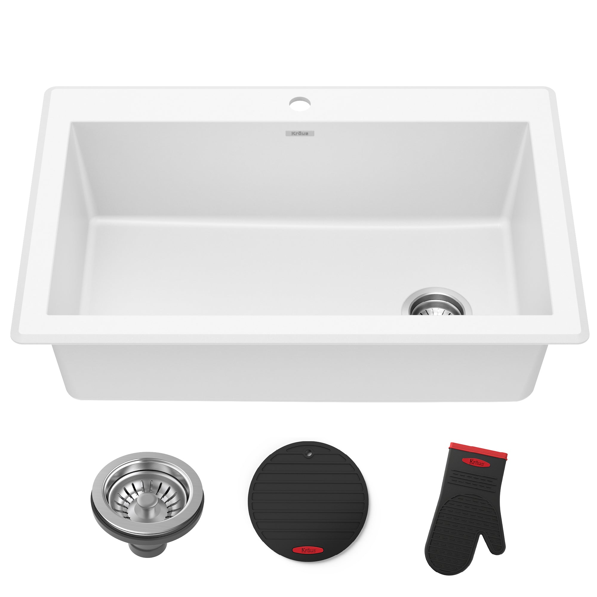 KRAUS Forteza 33” Granite Dual Mount White Kitchen Sink