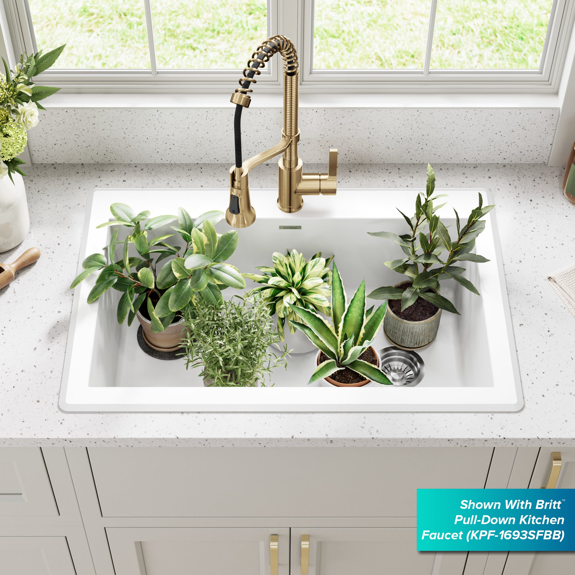 KRAUS Forteza 33” Granite Dual Mount White Kitchen Sink