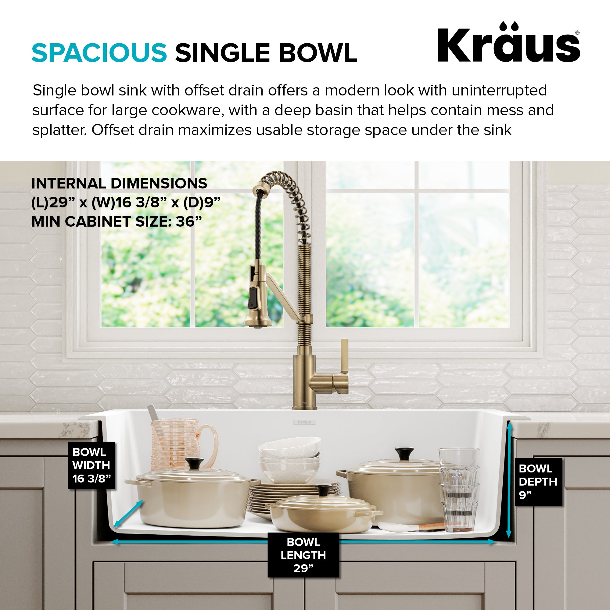 KRAUS Forteza 33” Granite Dual Mount White Kitchen Sink