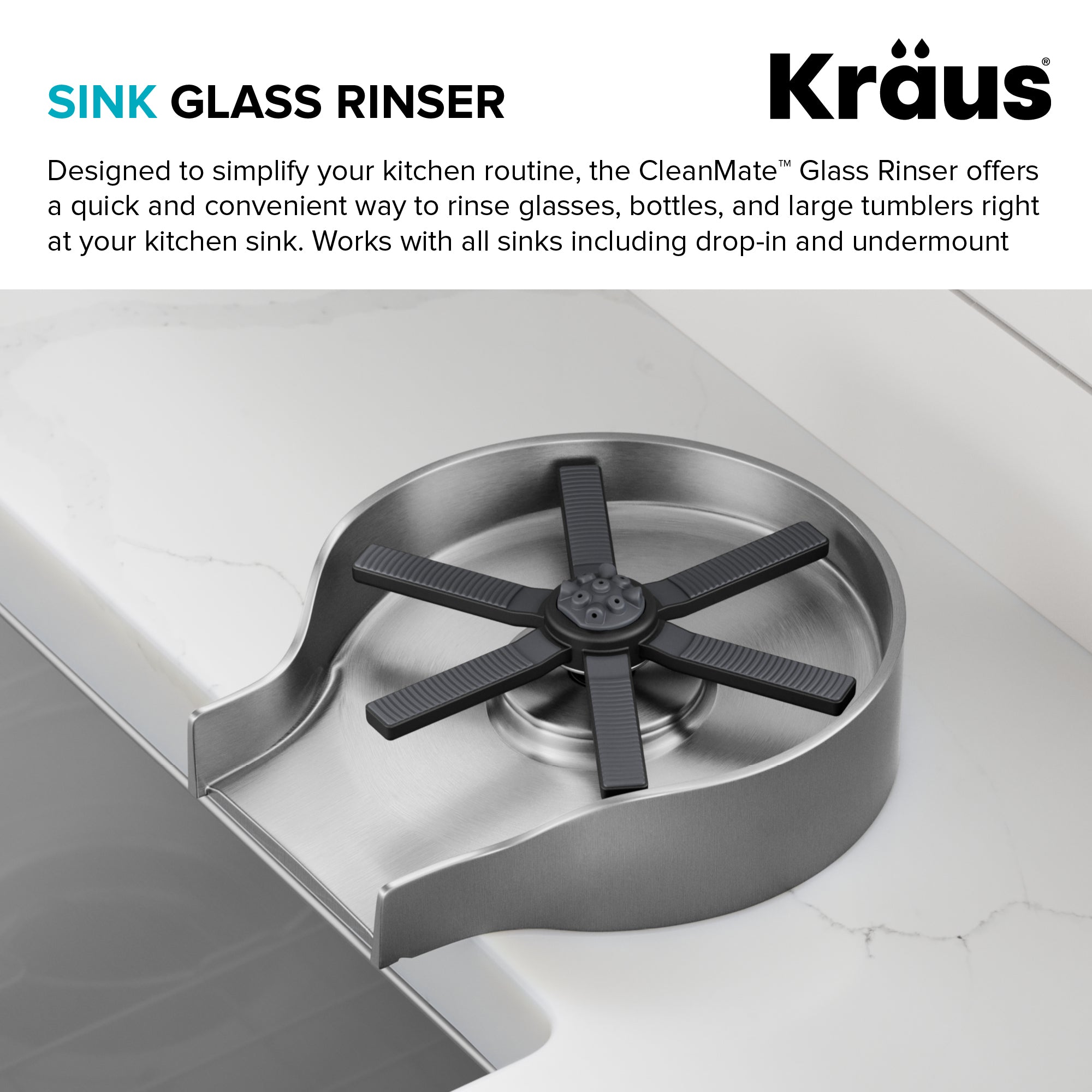 KRAUS Glass Rinser in Spot-Free Stainless-DirectSinks