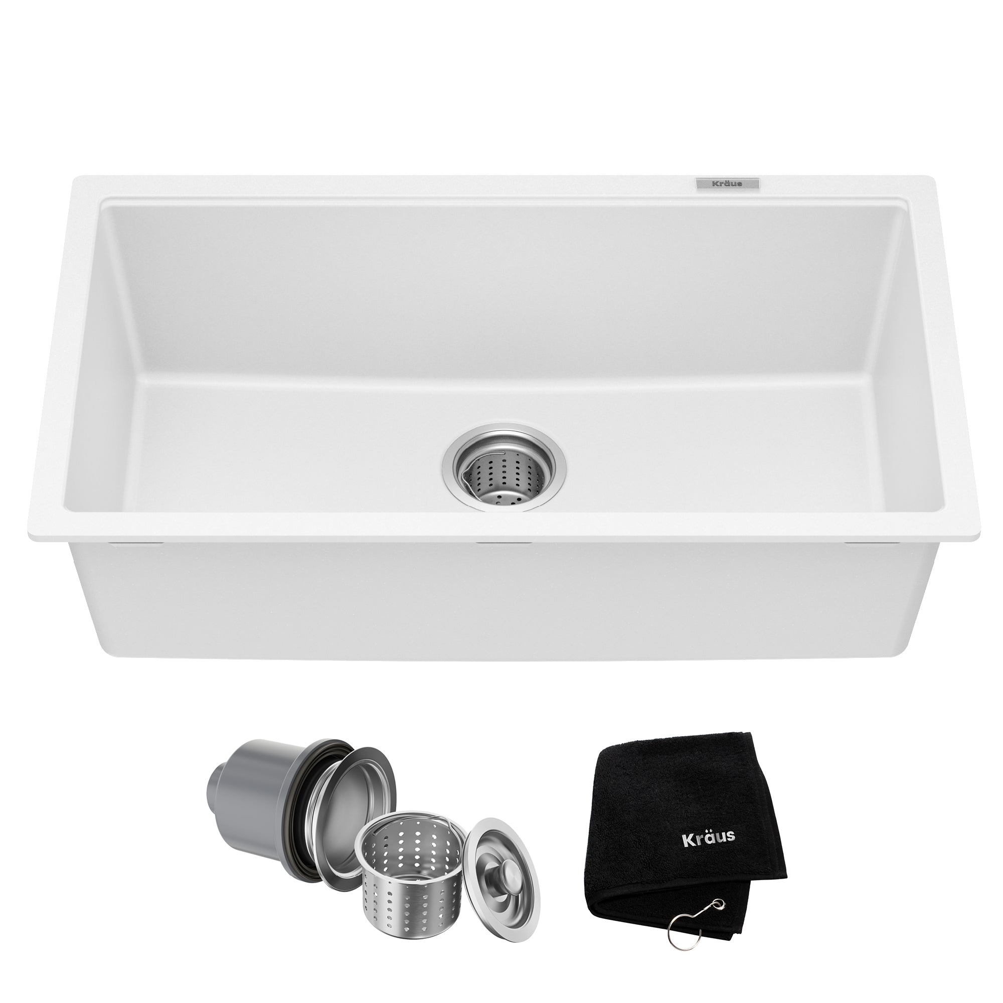 KRAUS Quarza 31” Granite Undermount Single Bowl White Kitchen Sink