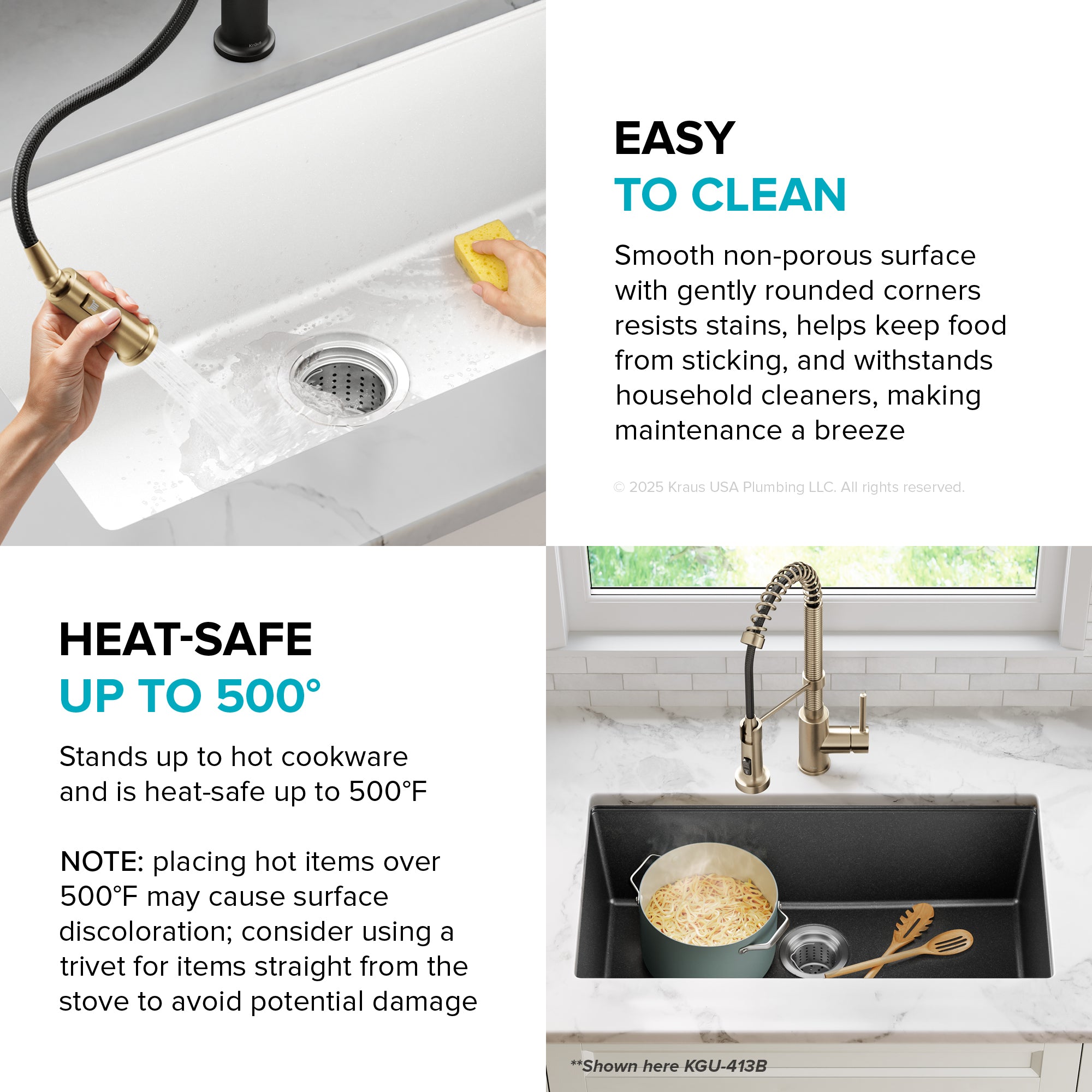 KRAUS Quarza 31” Granite Undermount Single Bowl White Kitchen Sink