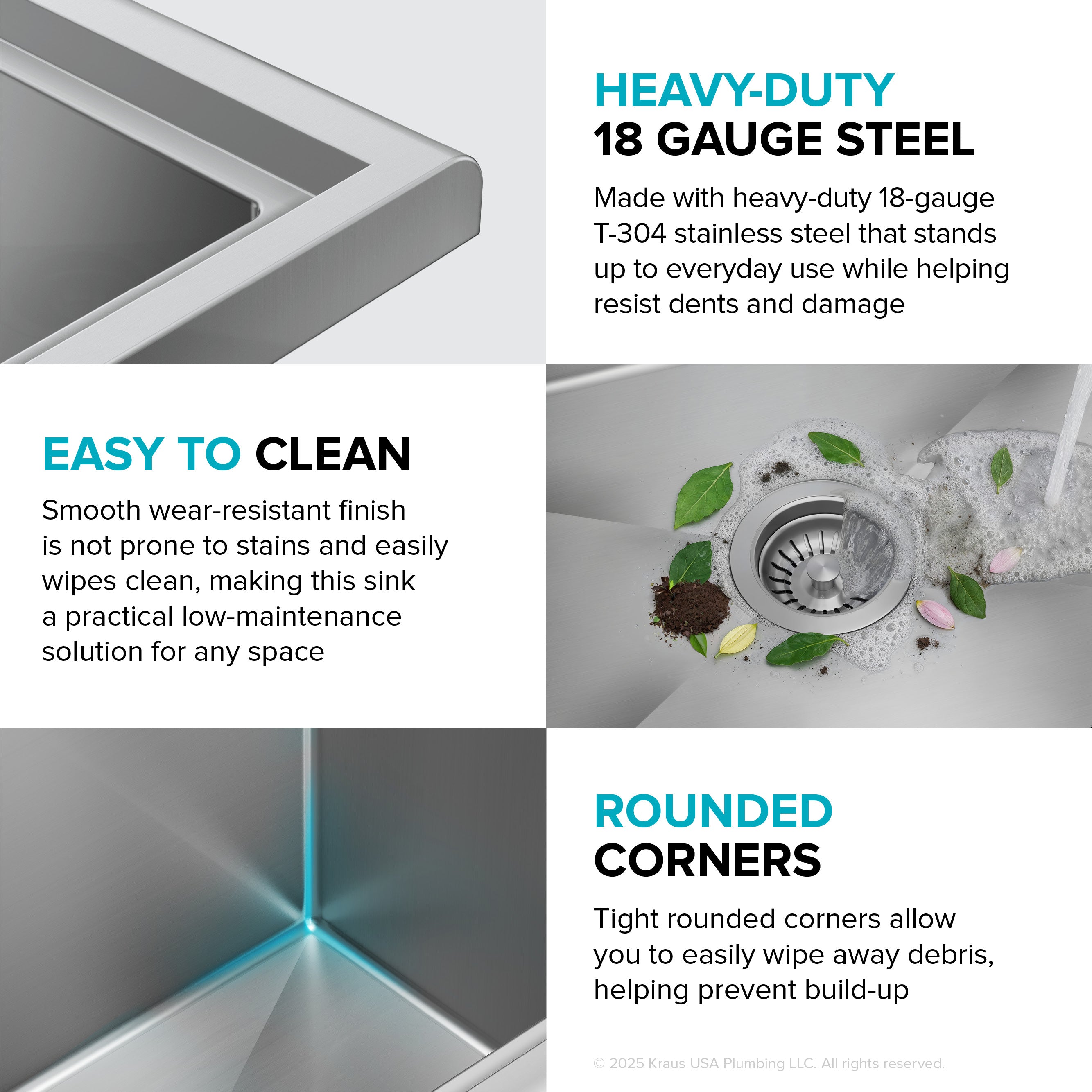 KRAUS Standart Pro 32” 18-Gauge Stainless Steel Single Bowl Commercial Style Laundry Utility Sink-DirectSinks