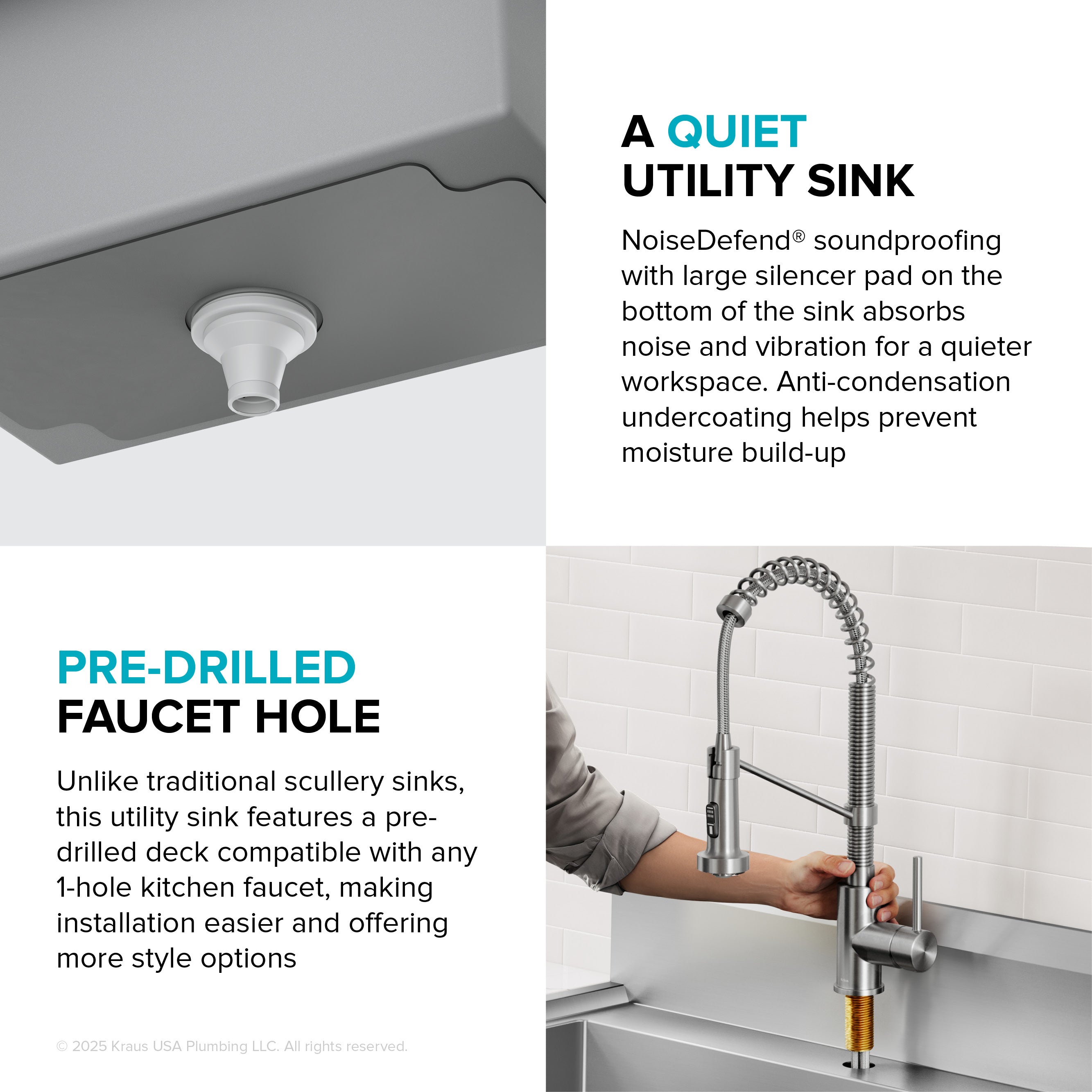 KRAUS Standart Pro 32” 18-Gauge Stainless Steel Single Bowl Commercial Style Laundry Utility Sink-DirectSinks