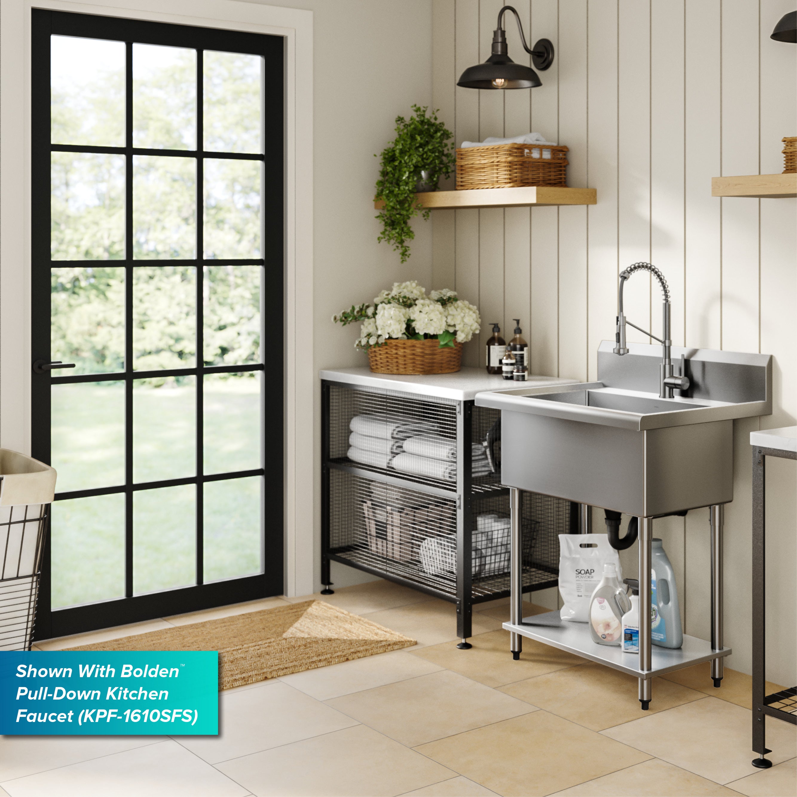 KRAUS Standart Pro 32” 18-Gauge Stainless Steel Single Bowl Commercial Style Laundry Utility Sink-DirectSinks