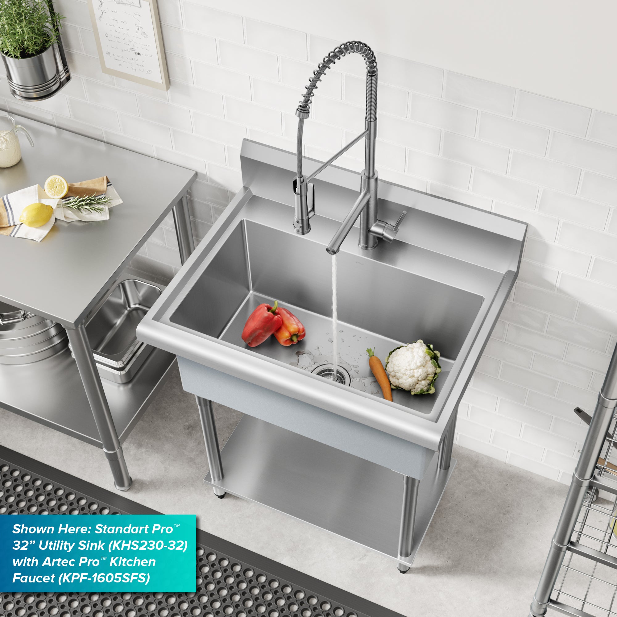 KRAUS Standart Pro 19” Wide Stainless Steel Laundry Utility Sink