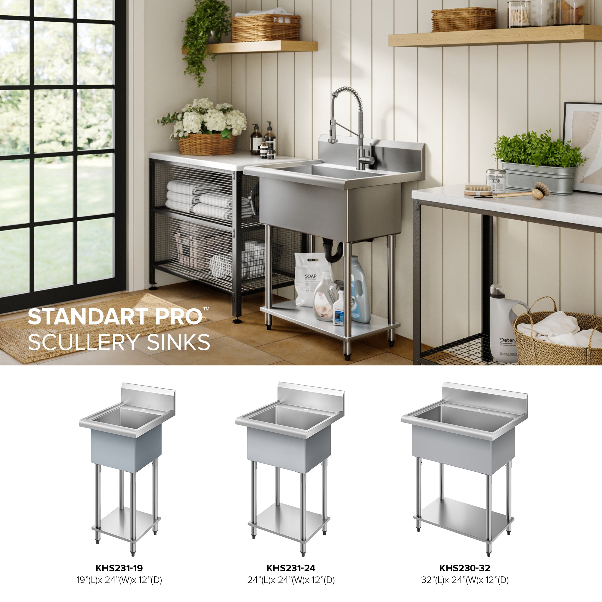 KRAUS Standart Pro 19” Wide Stainless Steel Laundry Utility Sink