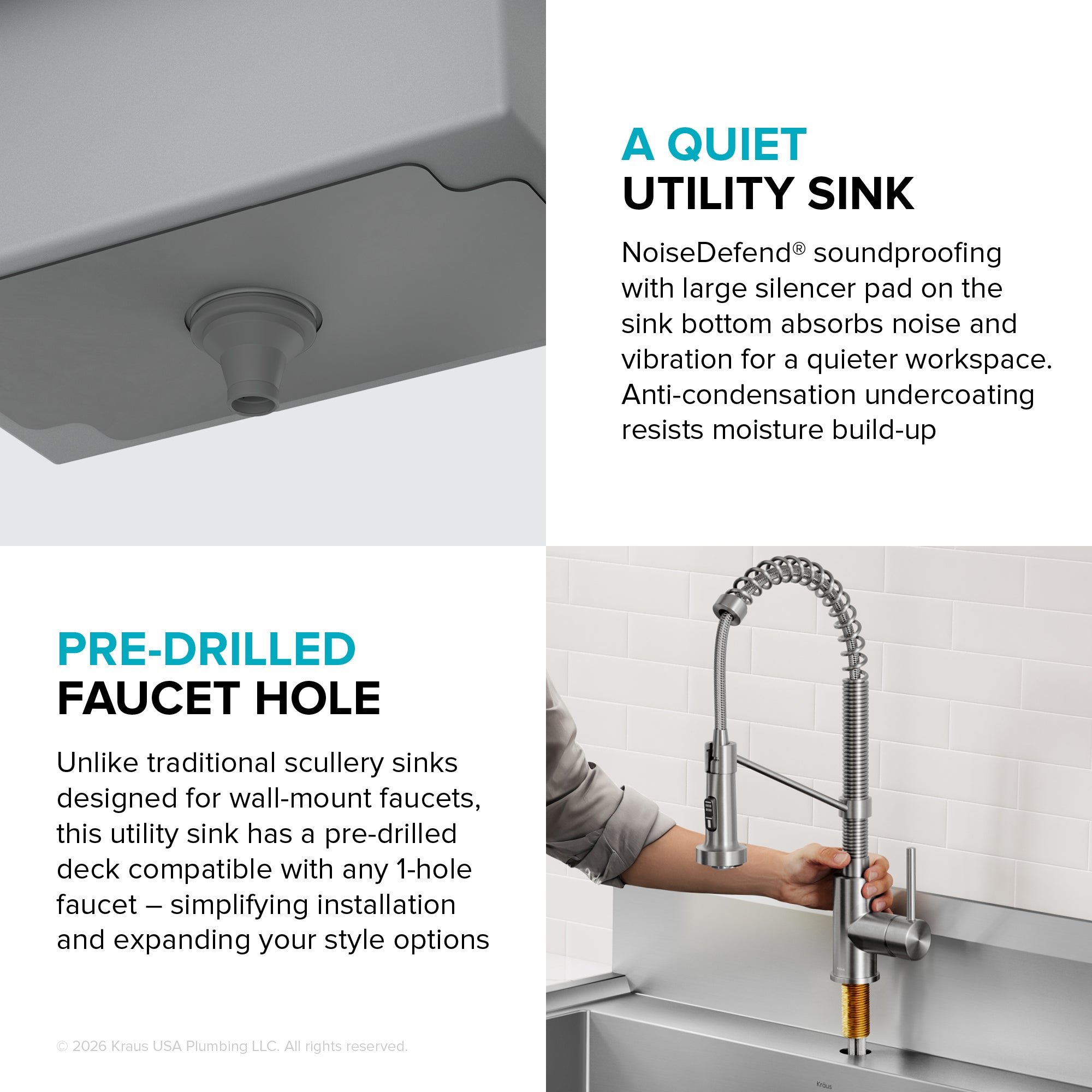 KRAUS Standart Pro 19” Wide Stainless Steel Laundry Utility Sink