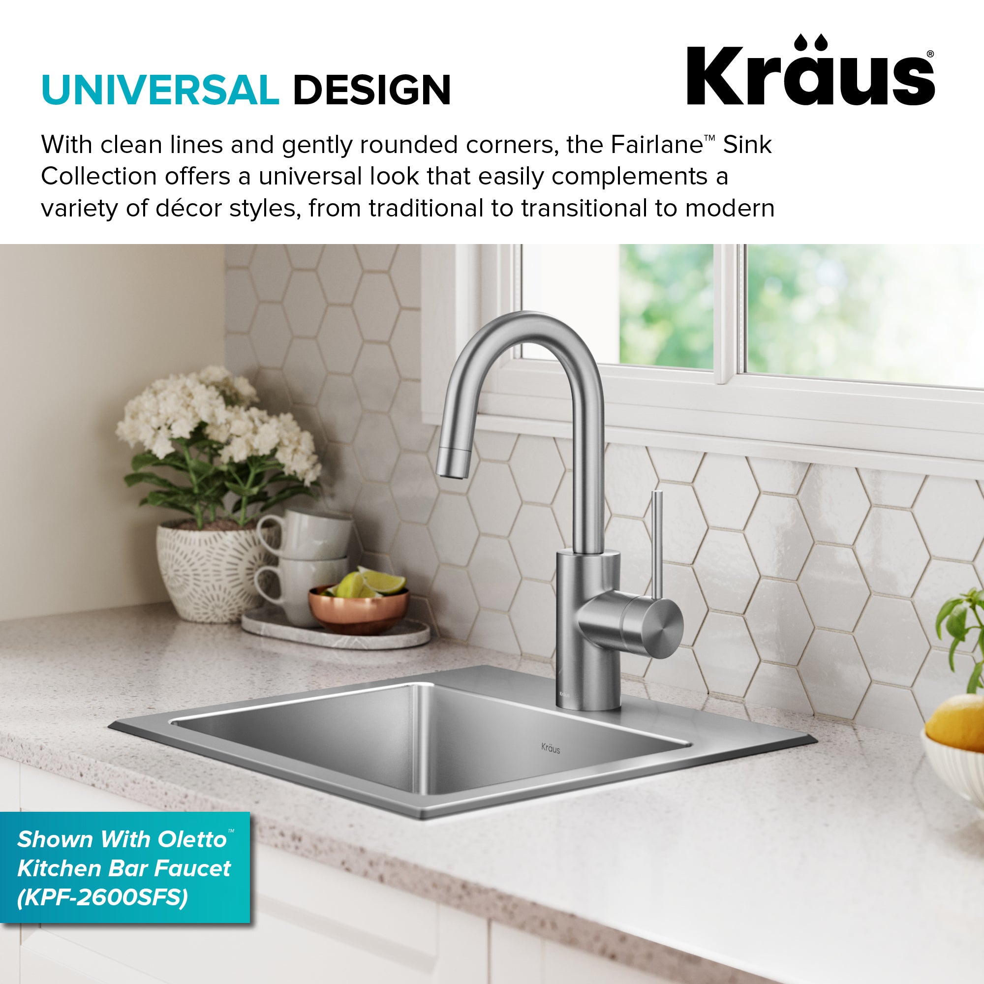 KRAUS 15” Topmount Single Bowl Stainless Steel Kitchen Bar Sink