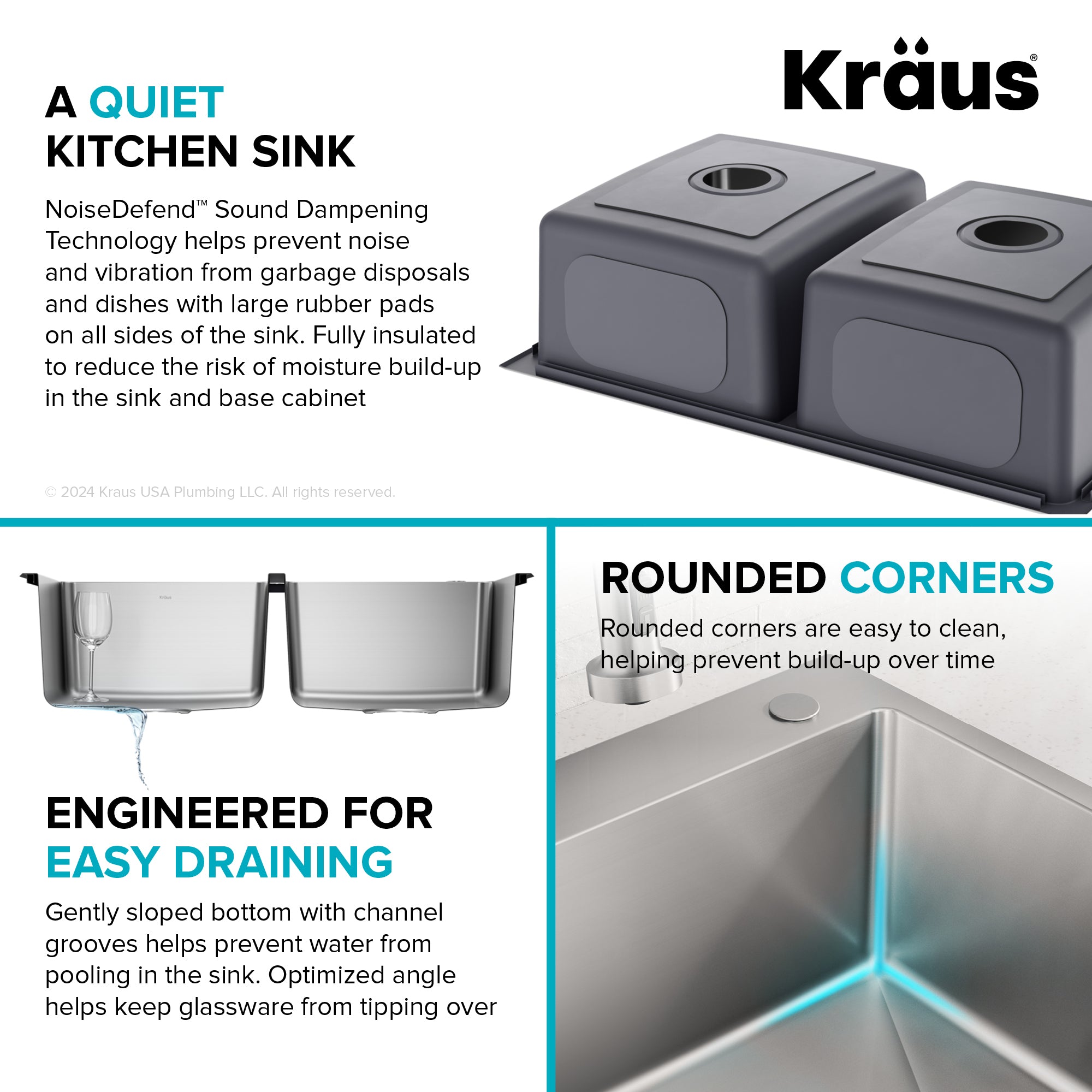 KRAUS 33” Topmount Double Bowl Stainless Steel Kitchen Sink