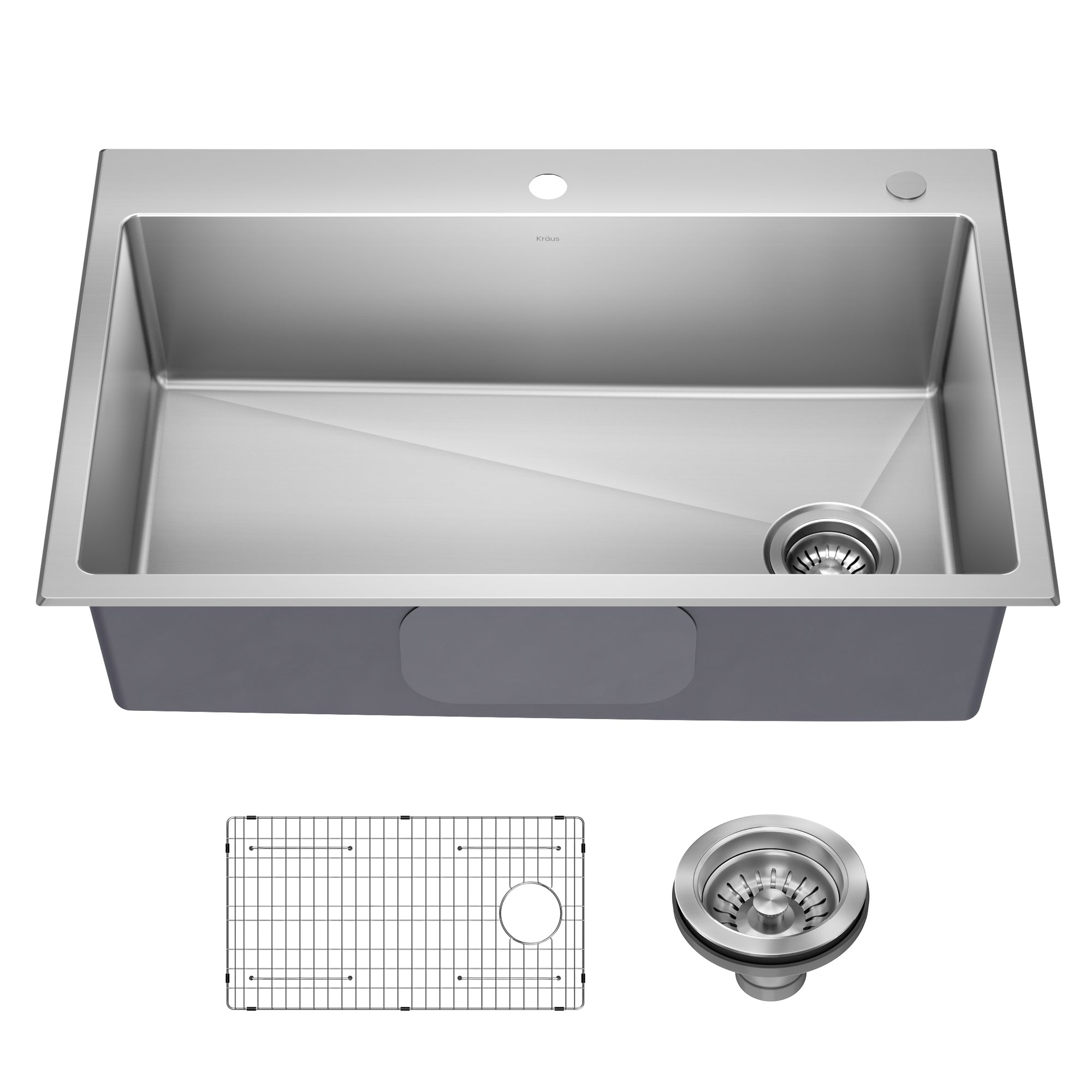 KRAUS 33” Topmount Single Bowl Stainless Steel Kitchen Sink