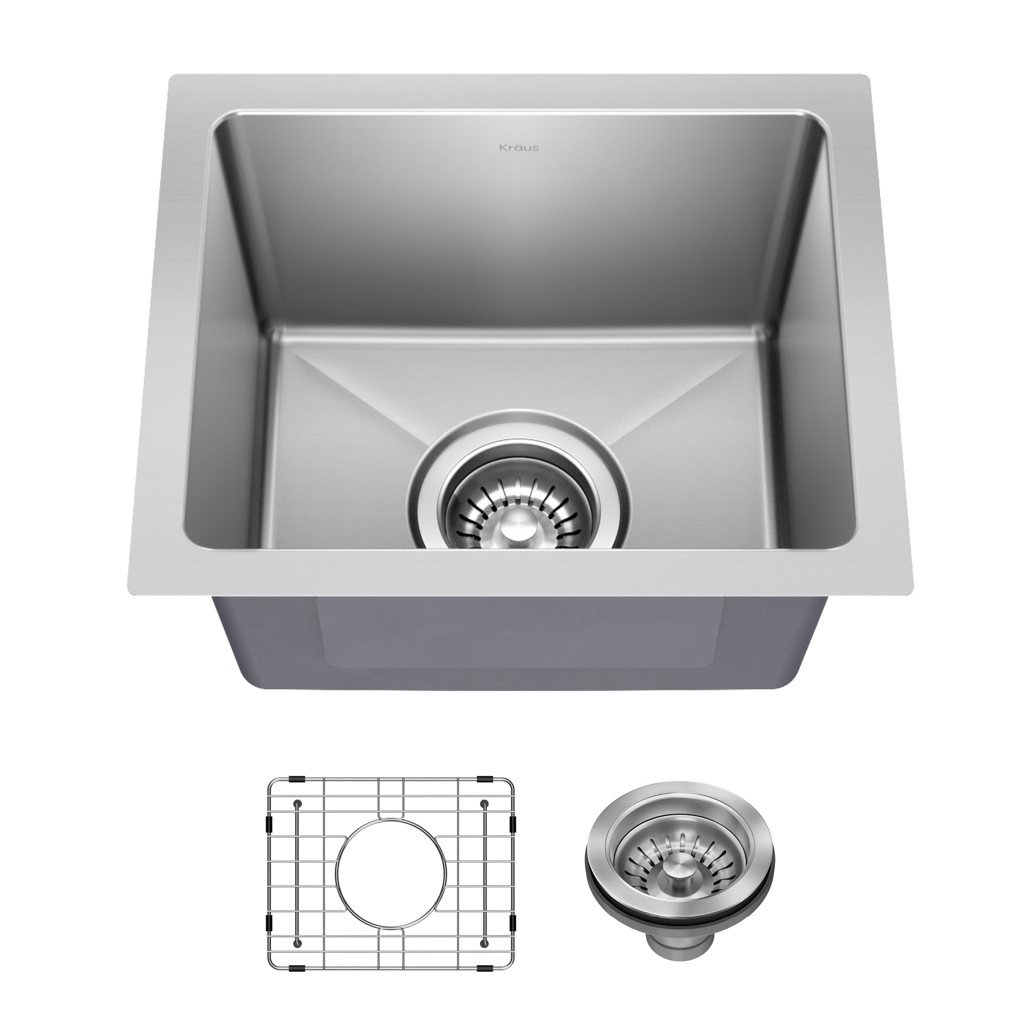 KRAUS 15” Undermount Single Bowl Stainless Steel Kitchen Bar Sink