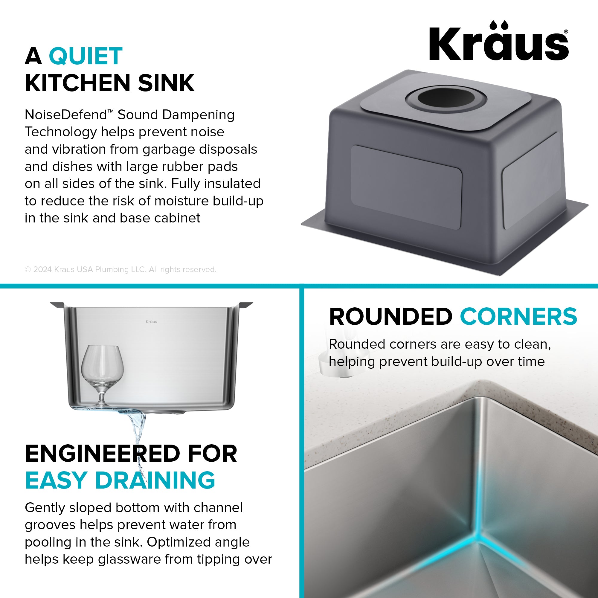 KRAUS 15” Undermount Single Bowl Stainless Steel Kitchen Bar Sink