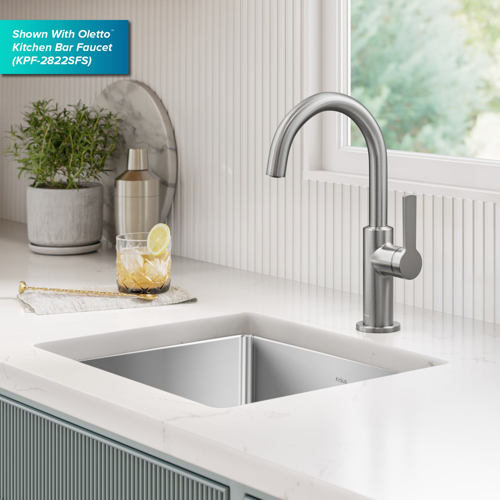 KRAUS Fairlane 17” Undermount Bar 18-Gauge Stainless Steel Kitchen Sink