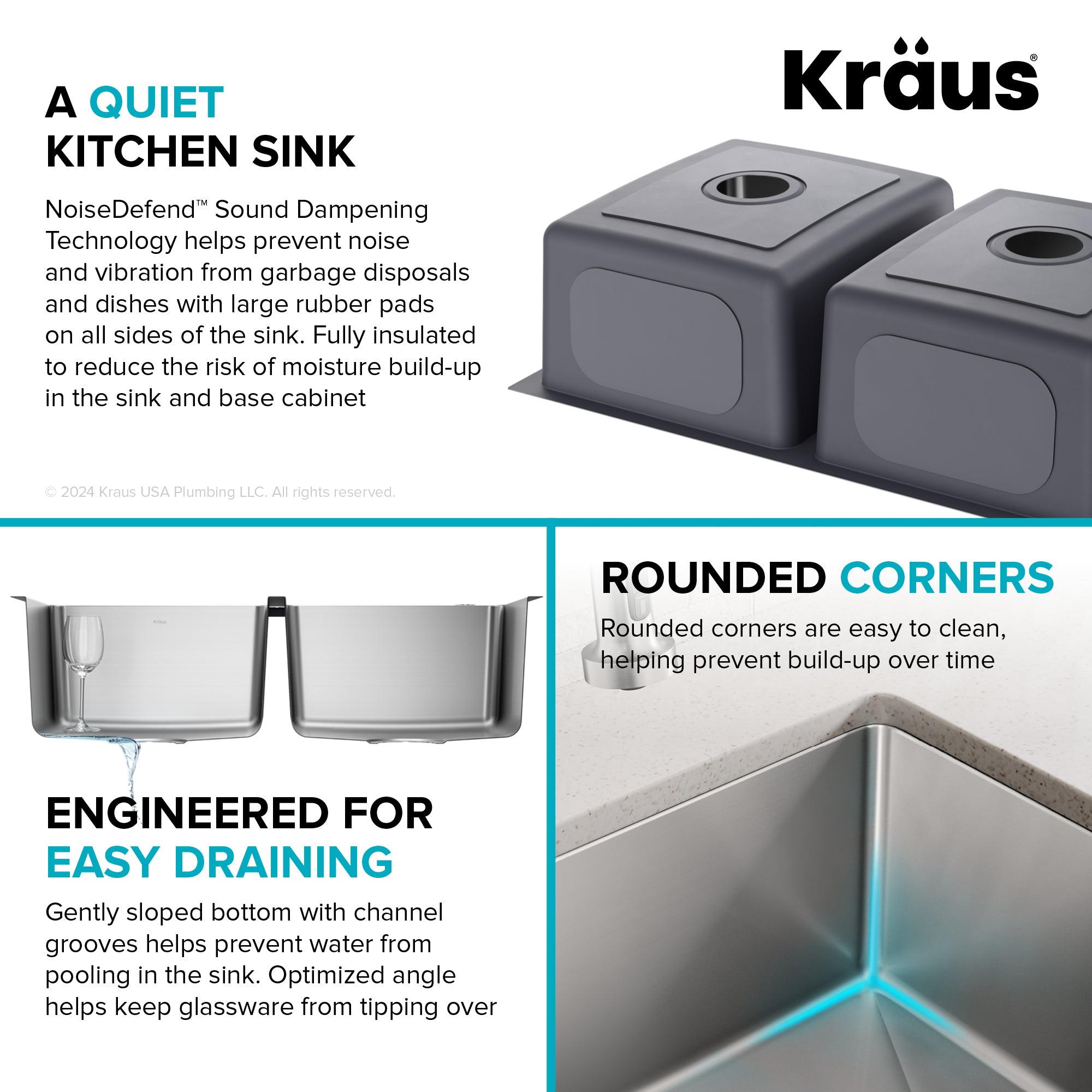 KRAUS 33” Undermount Double Bowl Stainless Steel Kitchen Sink