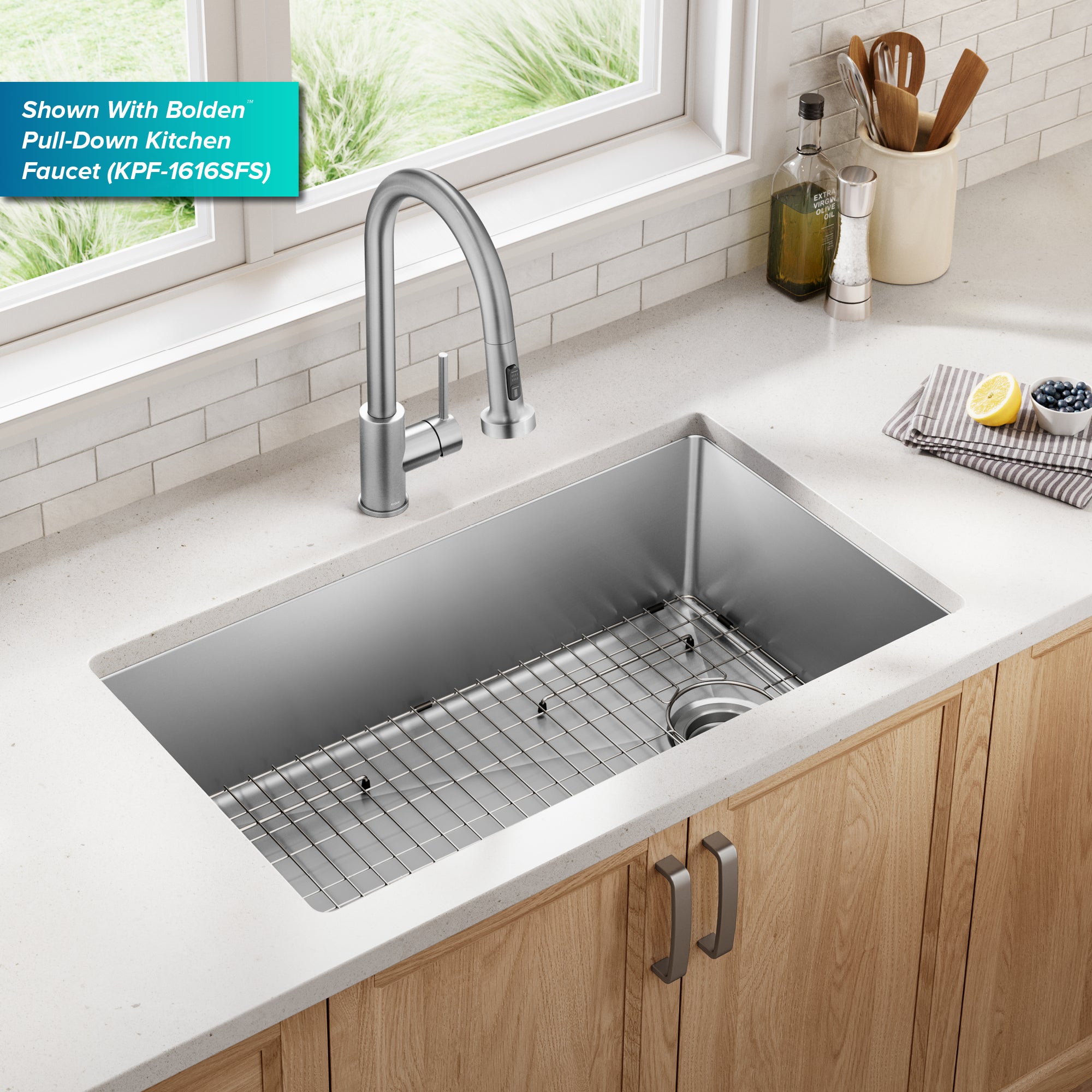 KRAUS 33” Undermount Single Bowl Stainless Steel Kitchen Sink