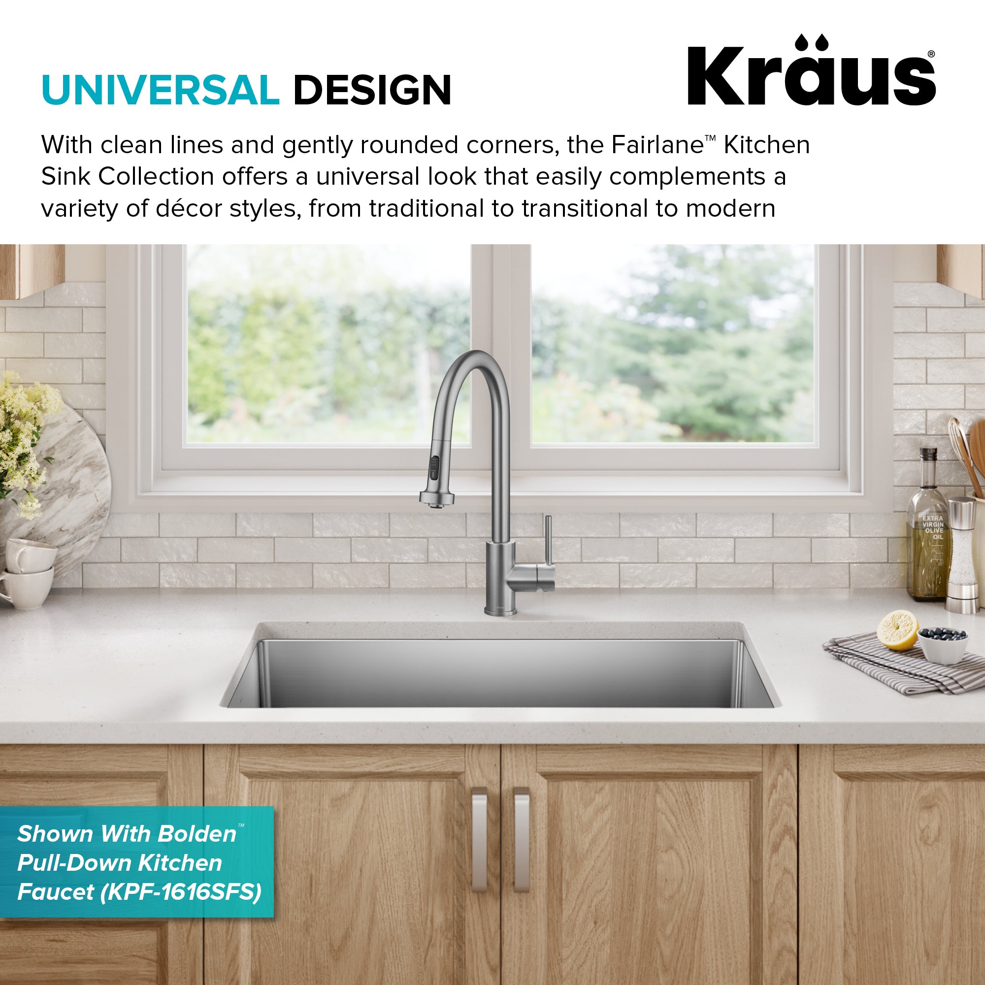 KRAUS 33” Undermount Single Bowl Stainless Steel Kitchen Sink