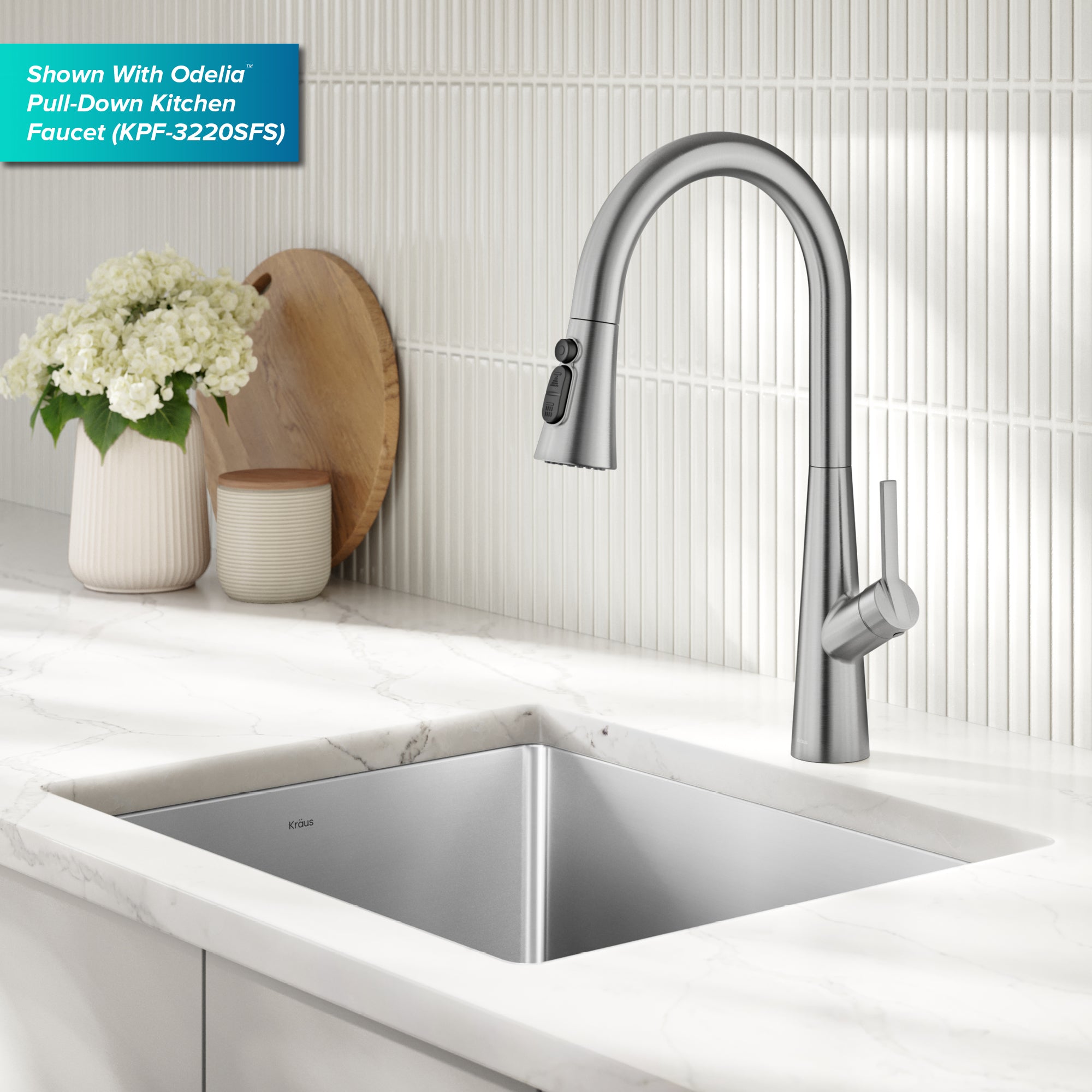 KRAUS Fairlane 21” Undermount Single Bowl 18-Gauge Stainless Steel Kitchen Sink