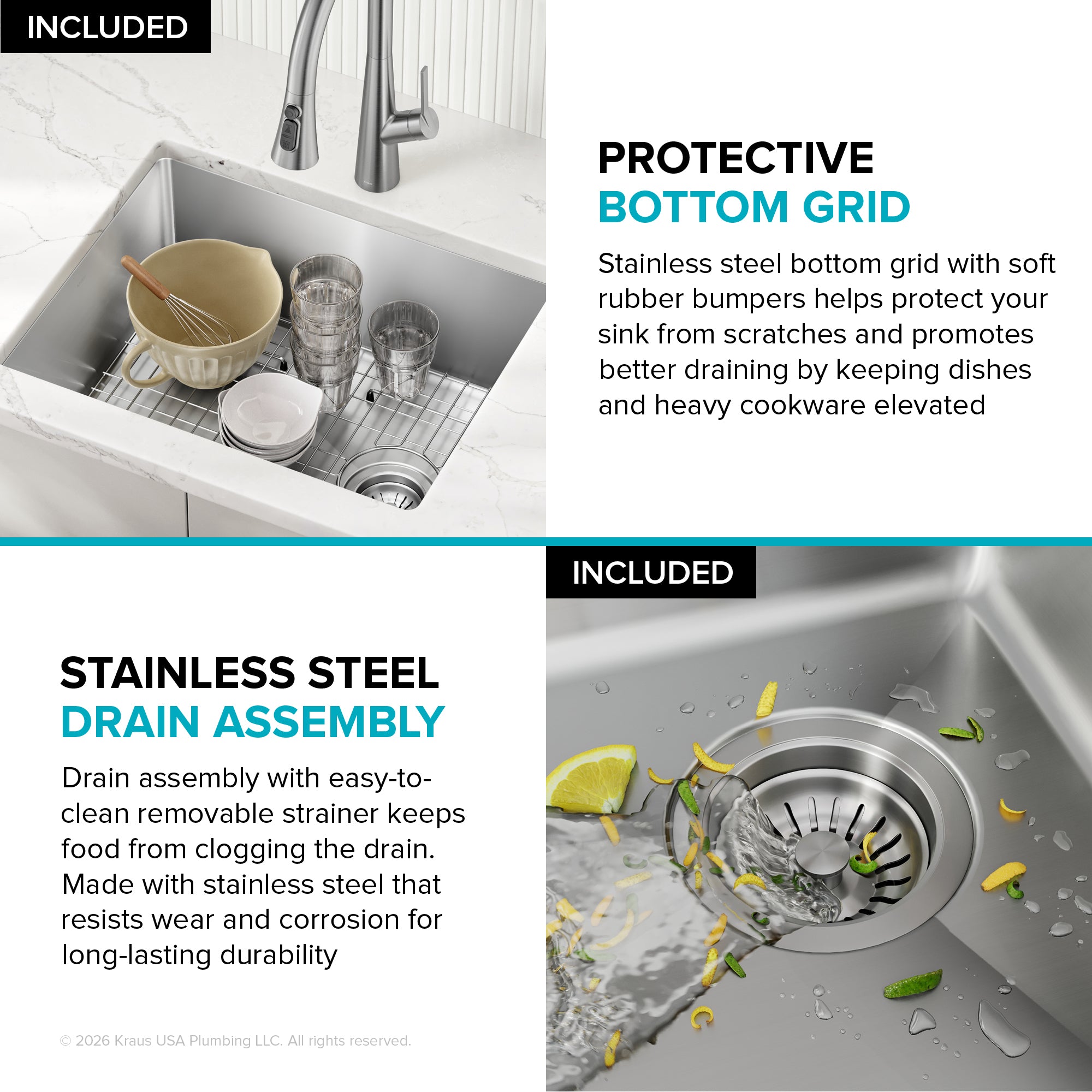 KRAUS Fairlane 21” Undermount Single Bowl 18-Gauge Stainless Steel Kitchen Sink