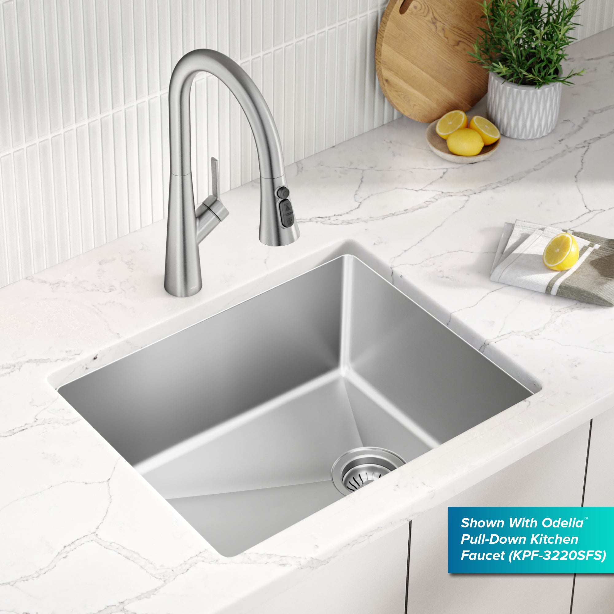 KRAUS Fairlane 23” Undermount Single Bowl 18-Gauge Stainless Steel Kitchen Sink