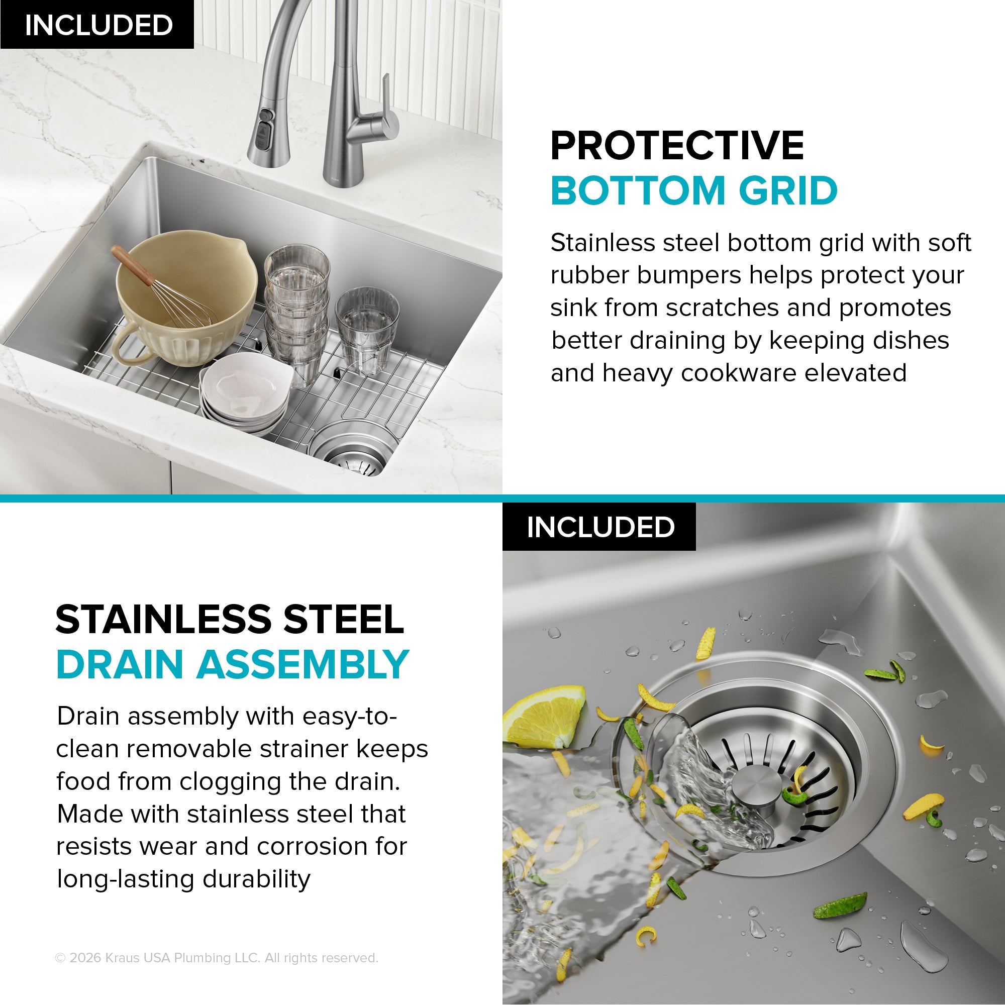 KRAUS Fairlane 23” Undermount Single Bowl 18-Gauge Stainless Steel Kitchen Sink
