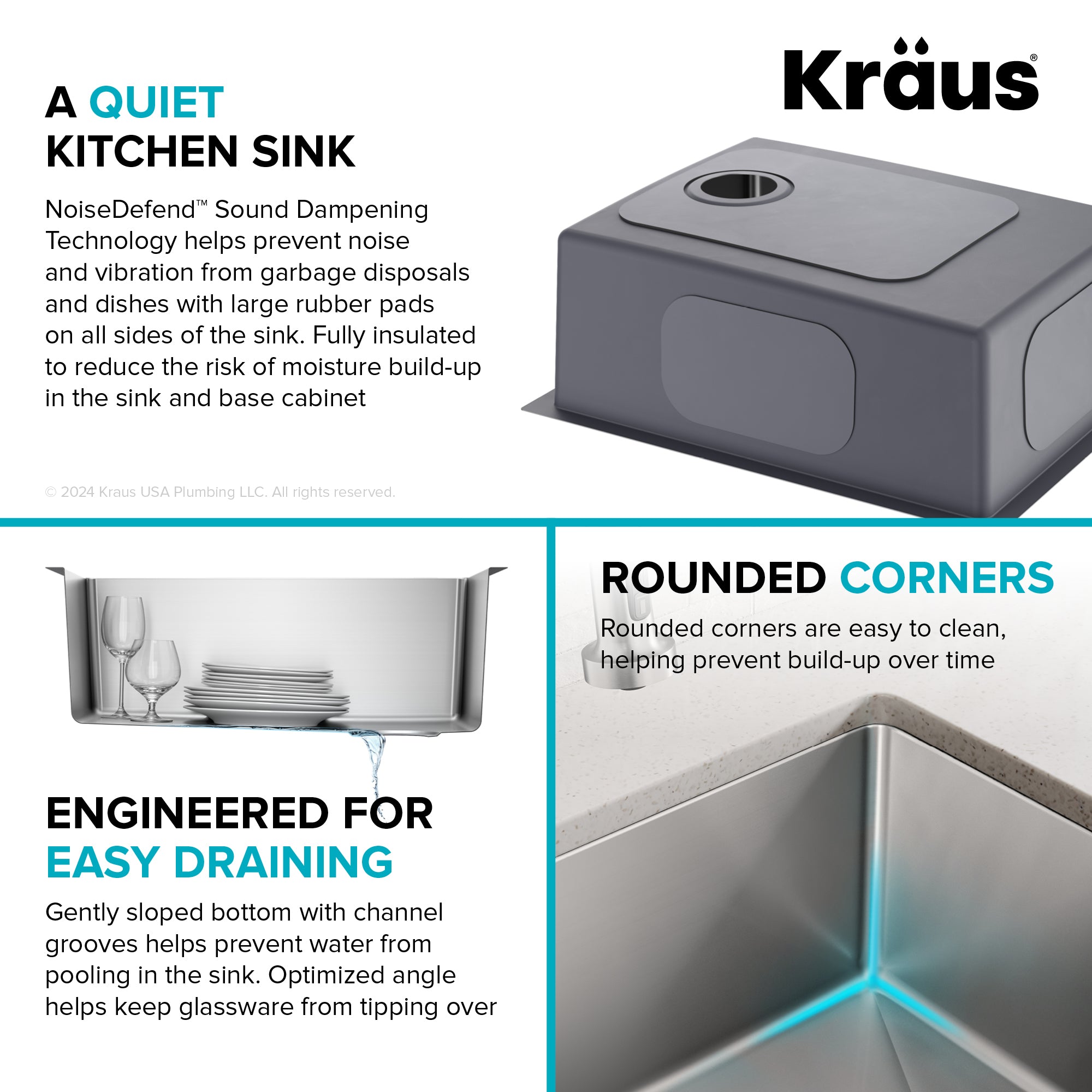 KRAUS 25” Undermount Single Bowl Side-Drain Stainless Kitchen Sink