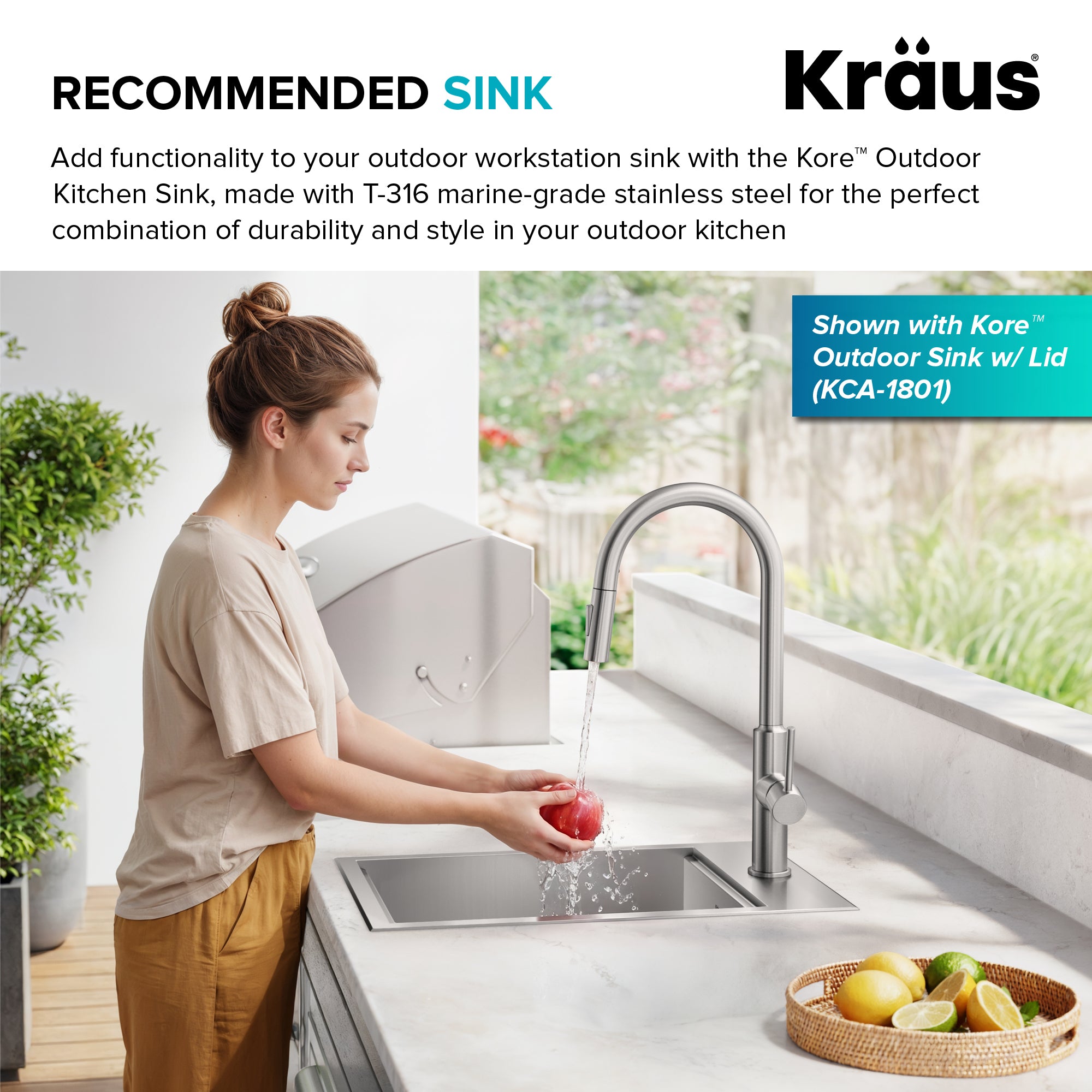 KRAUS Outdoor Marine Grade T-316 Stainless Steel Kitchen Faucet