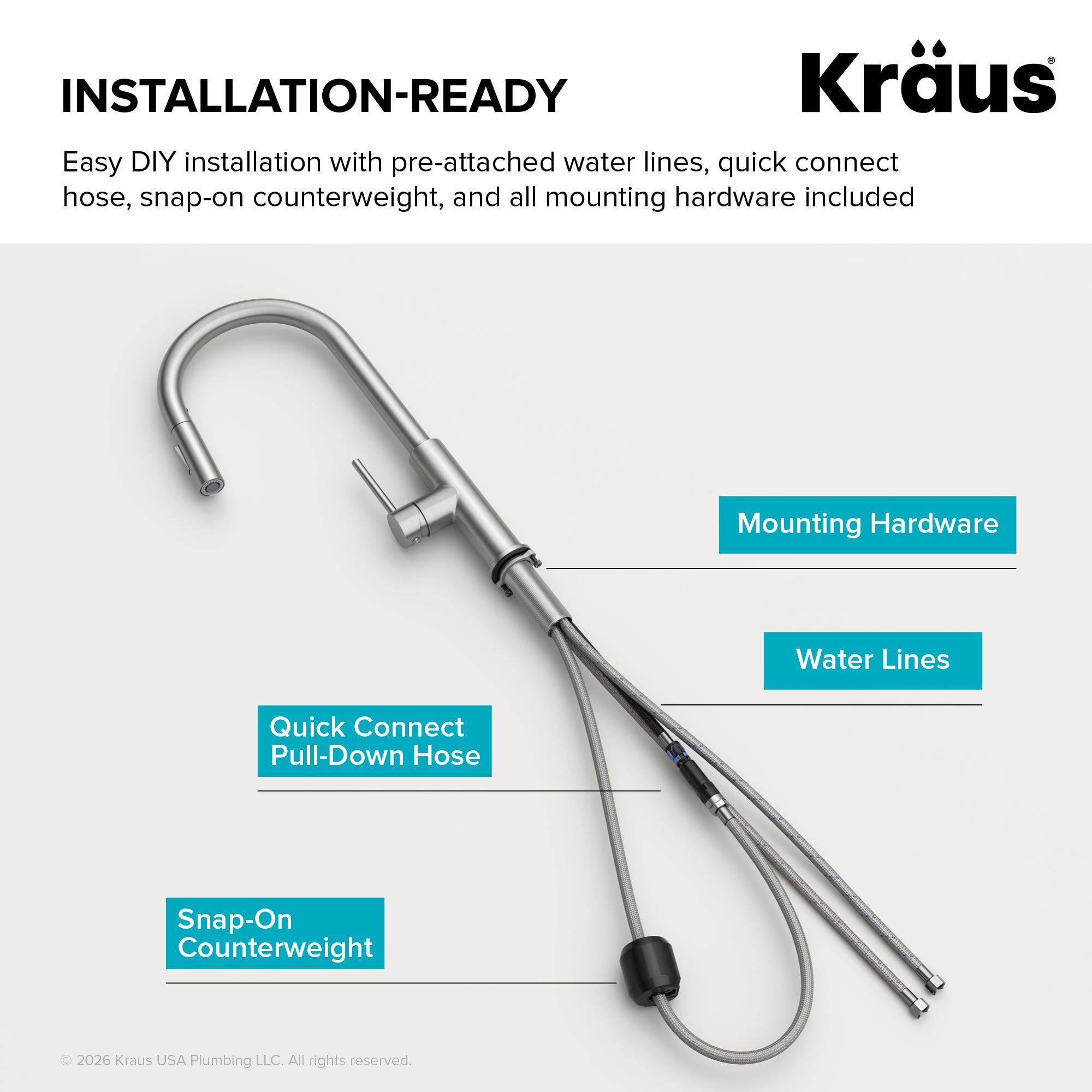 KRAUS Outdoor Marine Grade T-316 Stainless Steel Kitchen Faucet