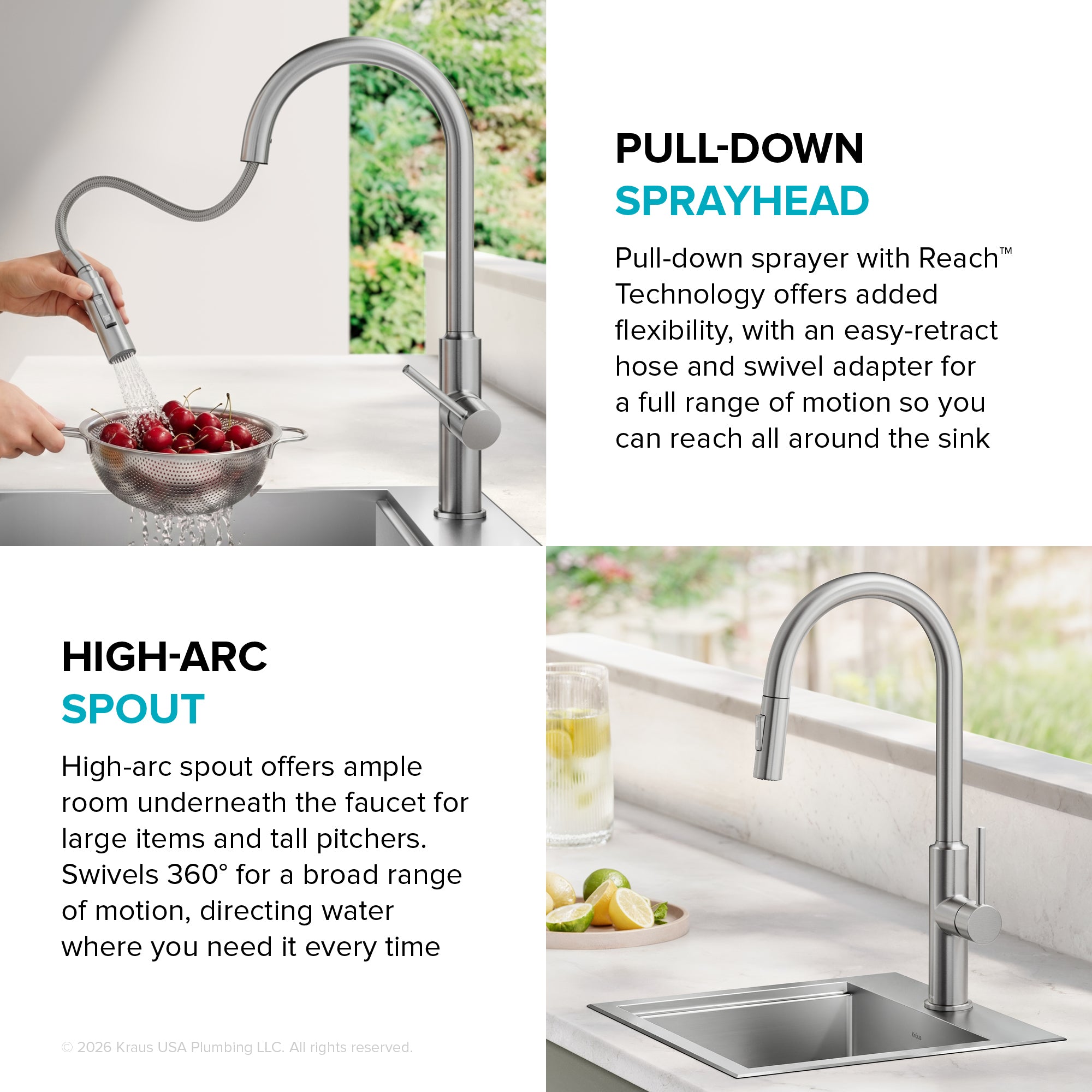 KRAUS Outdoor Marine Grade T-316 Stainless Steel Kitchen Faucet