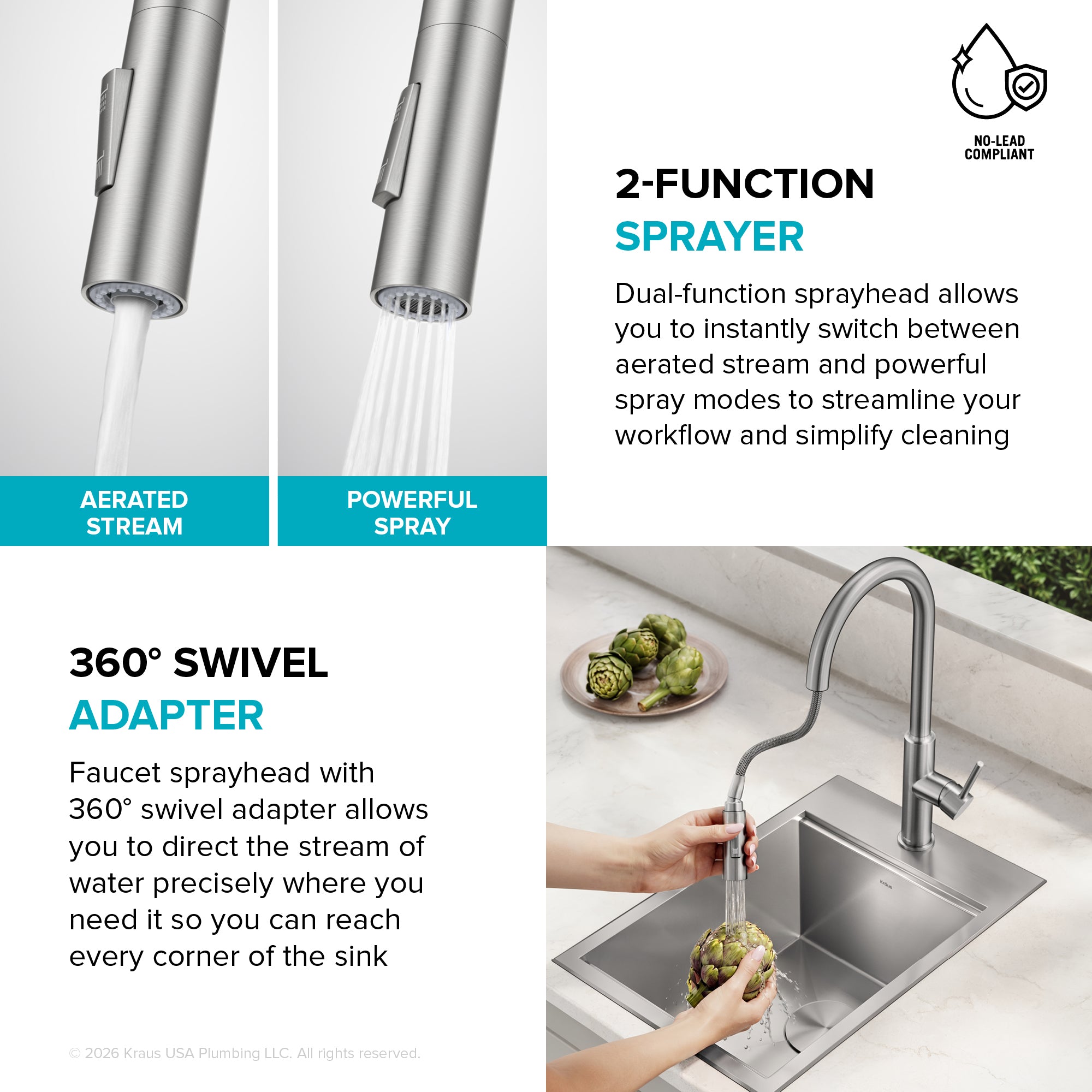 KRAUS Outdoor Marine Grade T-316 Stainless Steel Kitchen Faucet