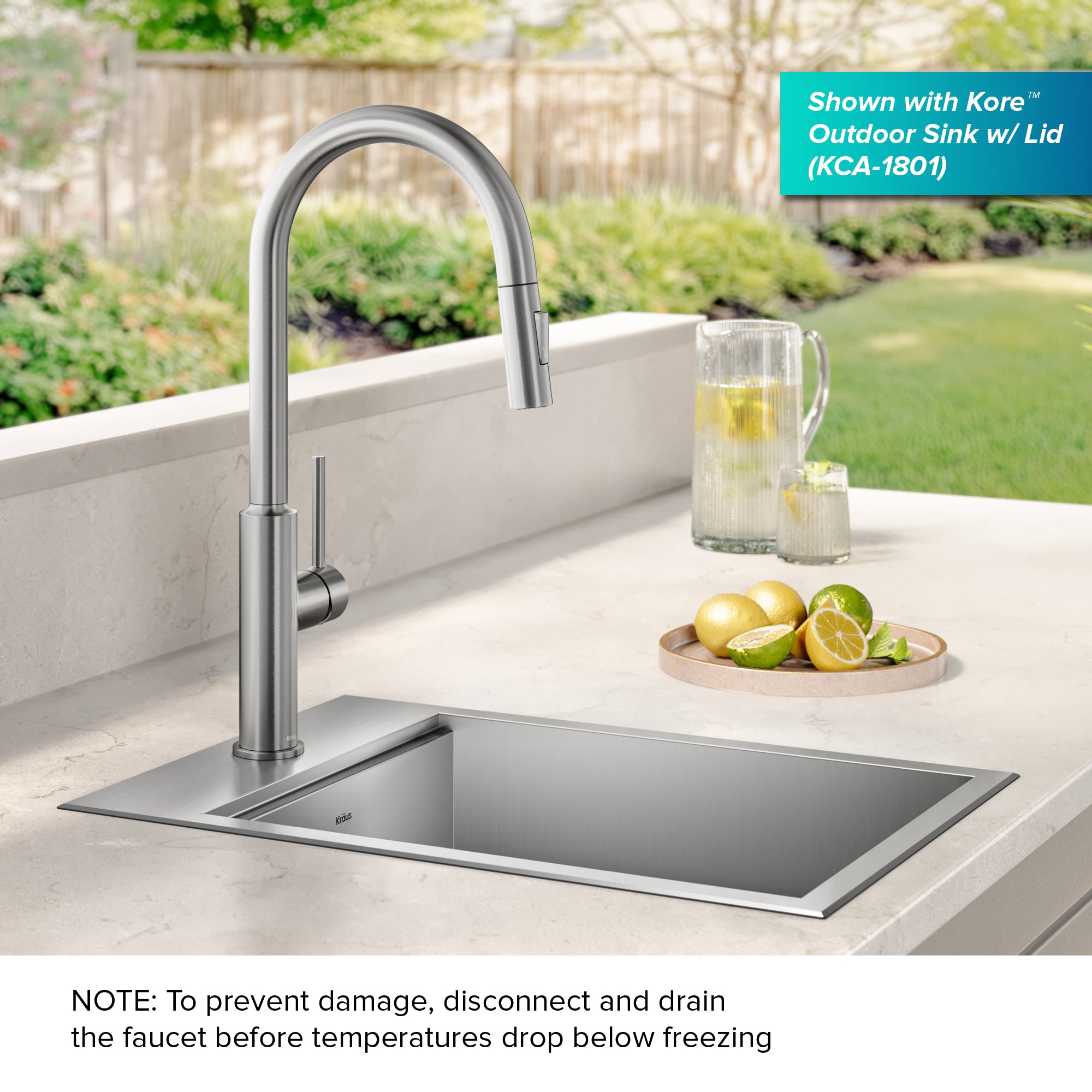 KRAUS Outdoor Marine Grade T-316 Stainless Steel Kitchen Faucet