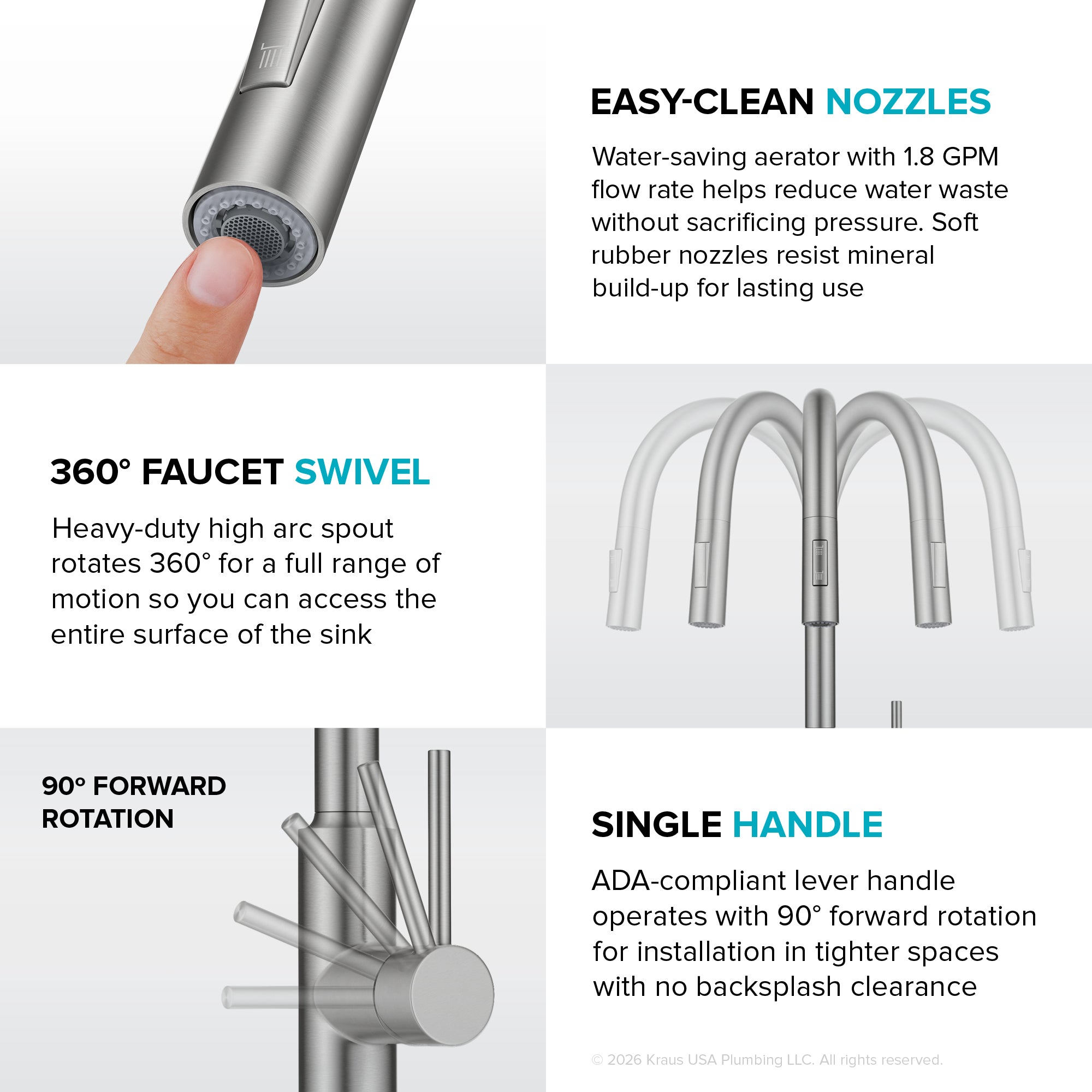 KRAUS Outdoor Marine Grade T-316 Stainless Steel Kitchen Faucet