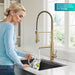 KRAUS Artec Pro 2-Function Single Handle Pull Down Kitchen Faucet in Brushed Brass & Matte Black-DirectSinks