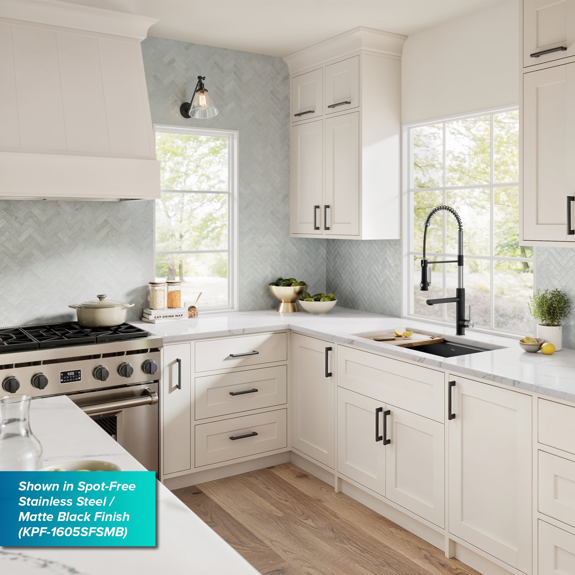 KRAUS Artec Pro 2-Function Single Handle Pull Down Kitchen Faucet in Brushed Brass & Matte Black-DirectSinks