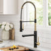 KRAUS Artec Pro 2-Function Single Handle Pull Down Kitchen Faucet in Brushed Brass & Matte Black-DirectSinks