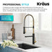 KRAUS Artec Pro 2-Function Single Handle Pull Down Kitchen Faucet in Brushed Brass & Matte Black-DirectSinks