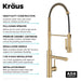 KRAUS Artec Pro 2-Function Single Handle Pull Down Kitchen Faucet in Brushed Brass-DirectSinks
