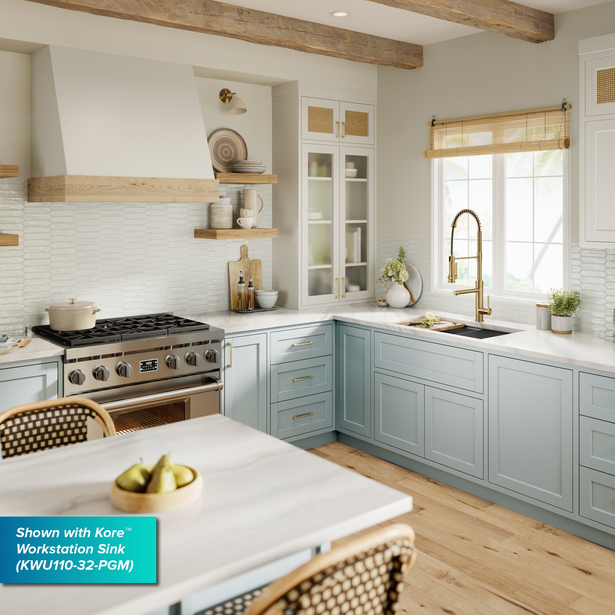 KRAUS Artec Pro 2-Function Single Handle Pull Down Kitchen Faucet in Brushed Brass-DirectSinks