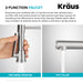 KRAUS Artec Pro 2-Function Single Handle Pull Down Kitchen Faucet in Spot-Free Stainless Steel & Matte Black-DirectSinks