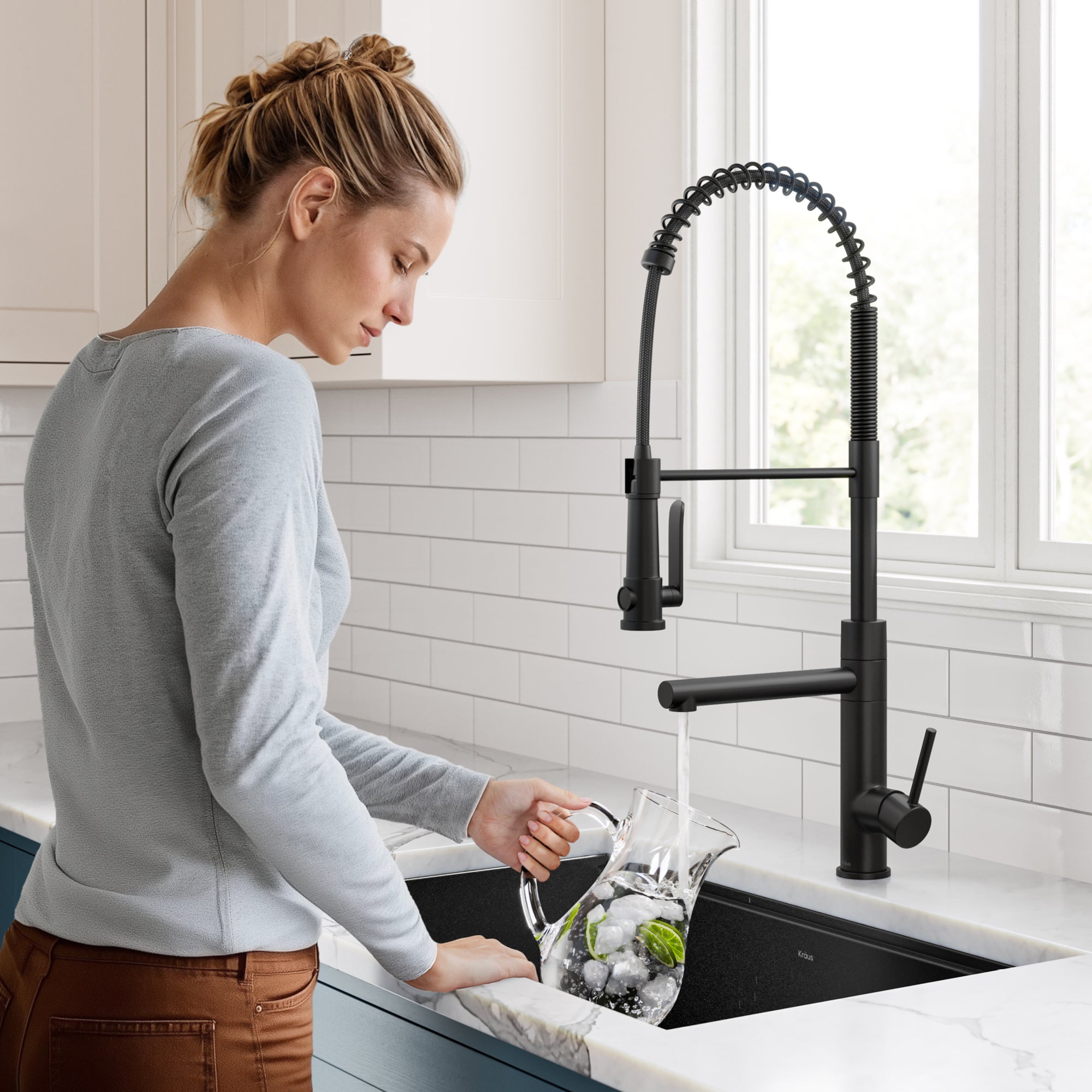 KRAUS Artec Pro 2-Function Single Handle Pull Down Kitchen Faucet in Matte Black-DirectSinks