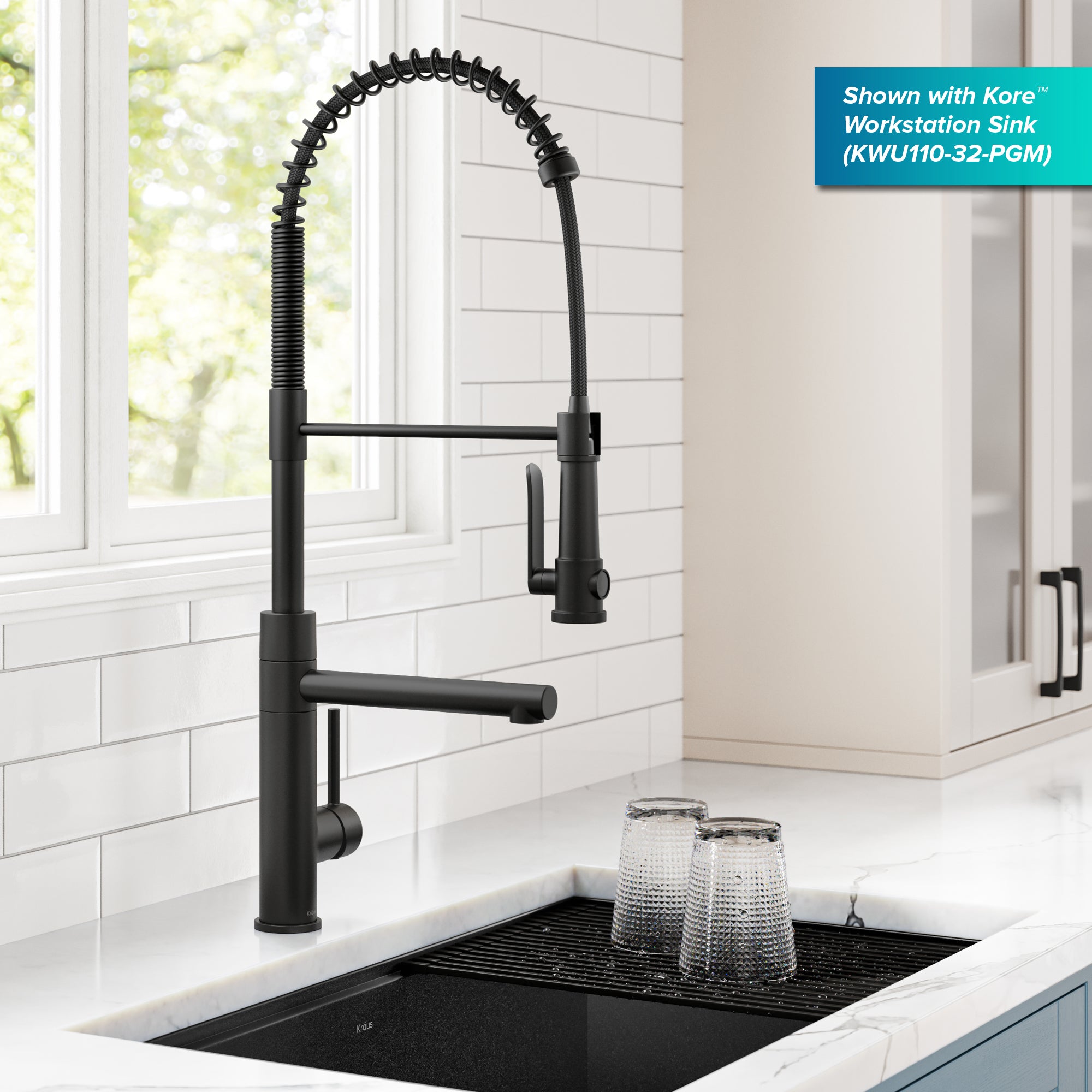 KRAUS Artec Pro 2-Function Single Handle Pull Down Kitchen Faucet in Matte Black-DirectSinks