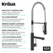 KRAUS Artec Pro 2-Function Single Handle Pull Down Kitchen Faucet in Spot-Free Stainless Steel & Matte Black-DirectSinks