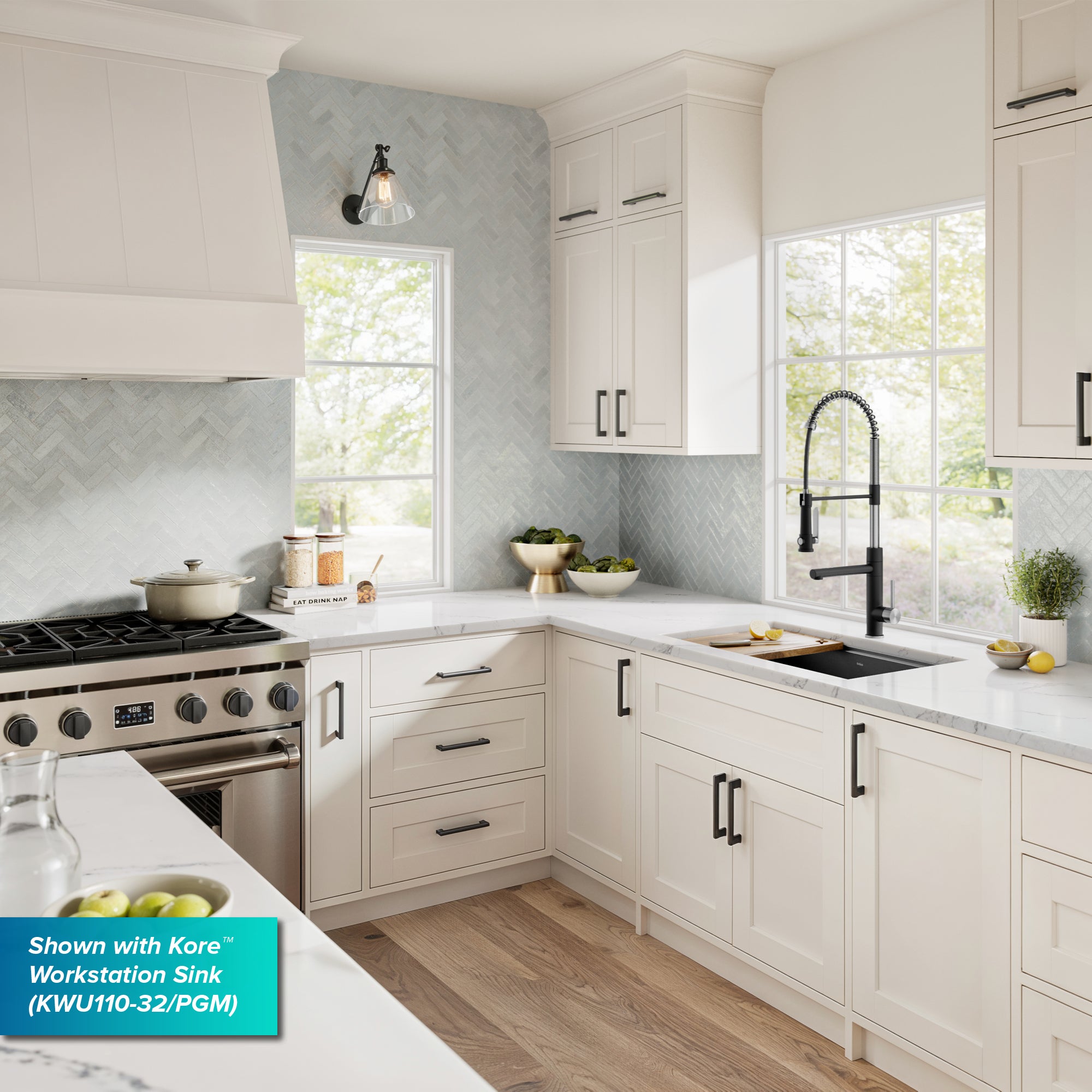 KRAUS Artec Pro 2-Function Single Handle Pull Down Kitchen Faucet in Spot-Free Stainless Steel & Matte Black-DirectSinks