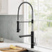 KRAUS Artec Pro 2-Function Single Handle Pull Down Kitchen Faucet in Spot-Free Stainless Steel & Matte Black-DirectSinks