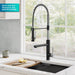 KRAUS Artec Pro 2-Function Single Handle Pull Down Kitchen Faucet in Spot-Free Stainless Steel & Matte Black-DirectSinks