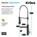 KRAUS Artec Pro 2-Function Single Handle Pull Down Kitchen Faucet in Spot-Free Stainless Steel & Matte Black-DirectSinks