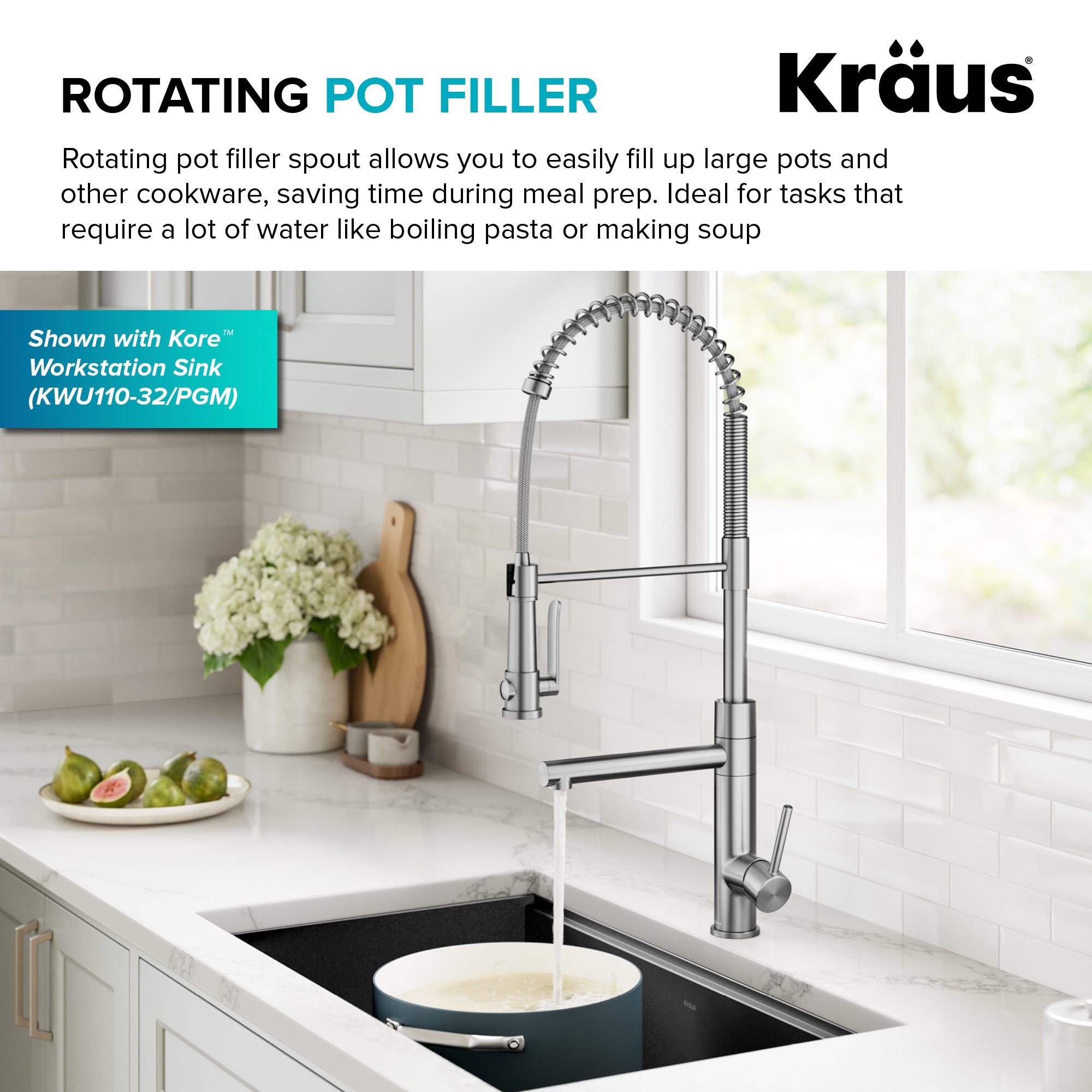 KRAUS Artec Pro 2-Function Single Handle Pull Down Kitchen Faucet in Spot-Free Stainless Steel-DirectSinks