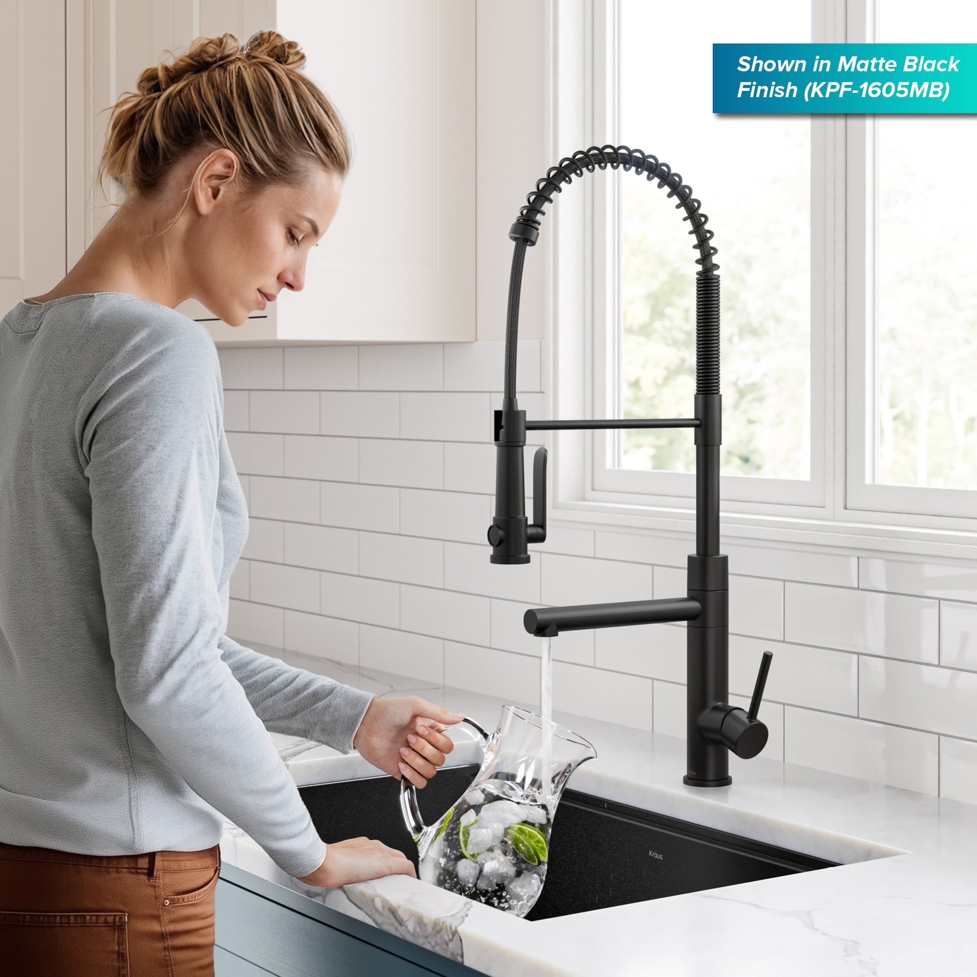 KRAUS Artec Pro 2-Function Single Handle Pull Down Kitchen Faucet in Spot-Free Stainless Steel-DirectSinks